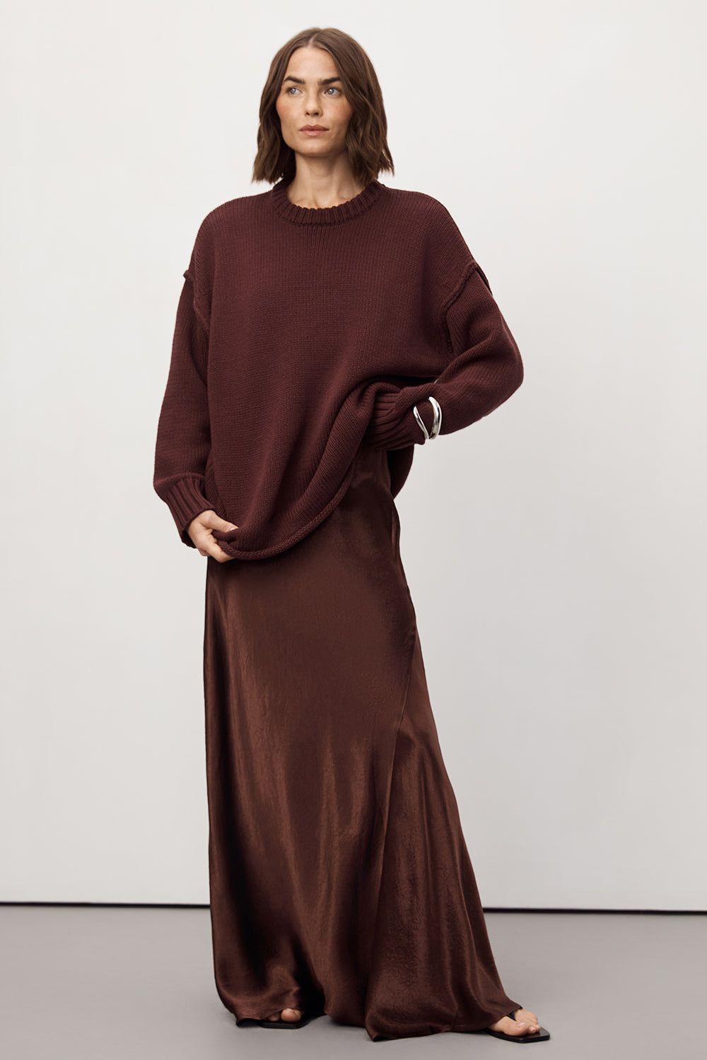BREANNA WALNUT JACQUARD MAXI SKIRT