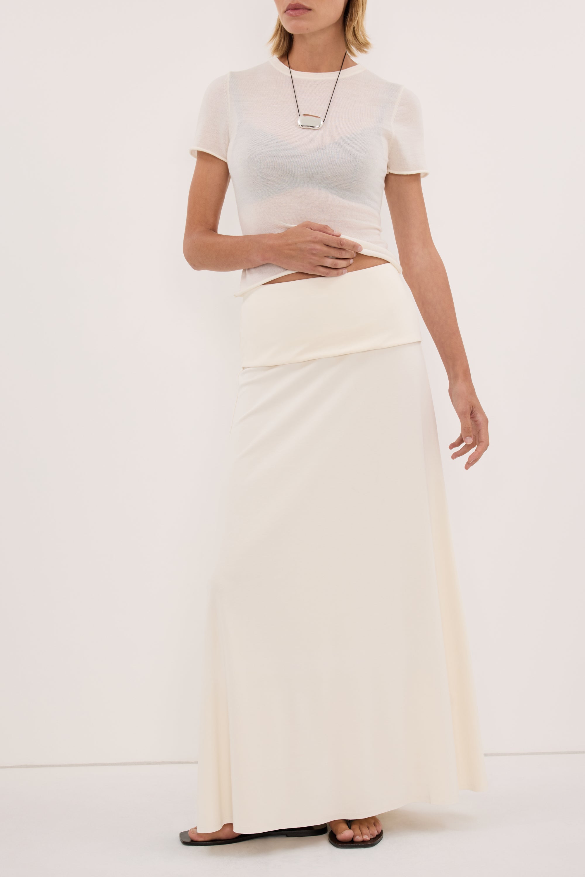 JULIE OFF WHITE MODAL BLEND MAXI SKIRT