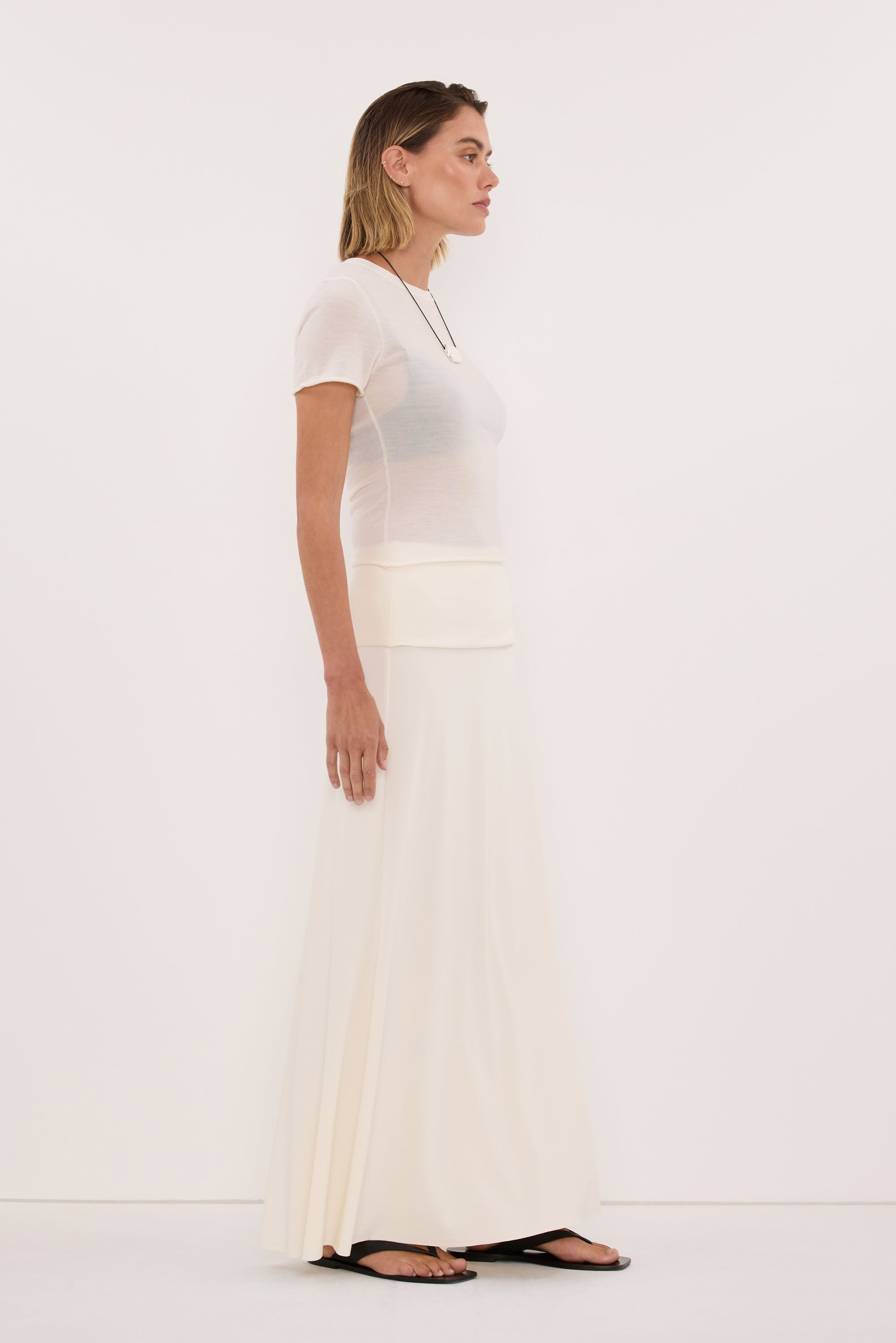 JULIE OFF WHITE MODAL BLEND MAXI SKIRT