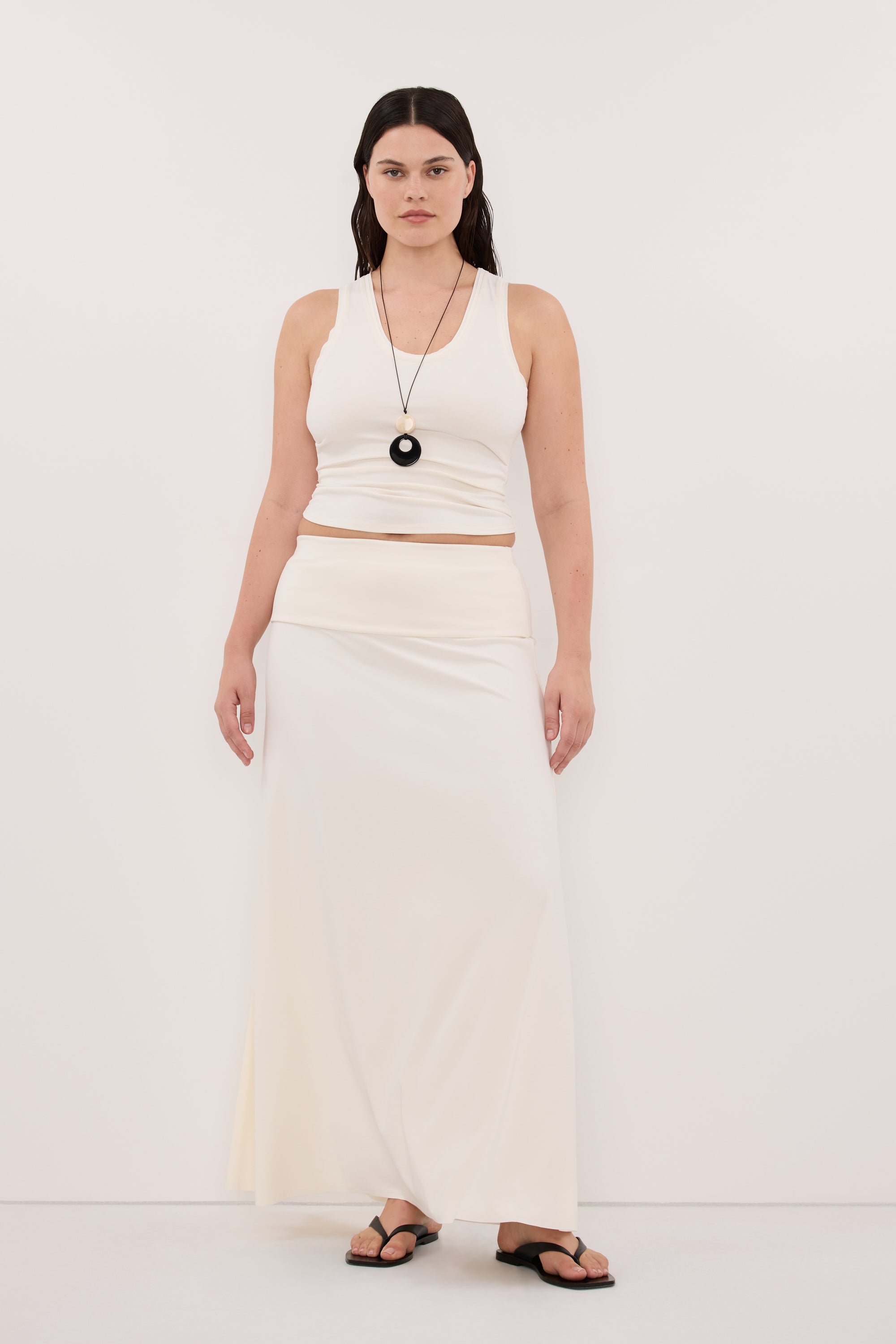 JULIE OFF WHITE MODAL BLEND MAXI SKIRT