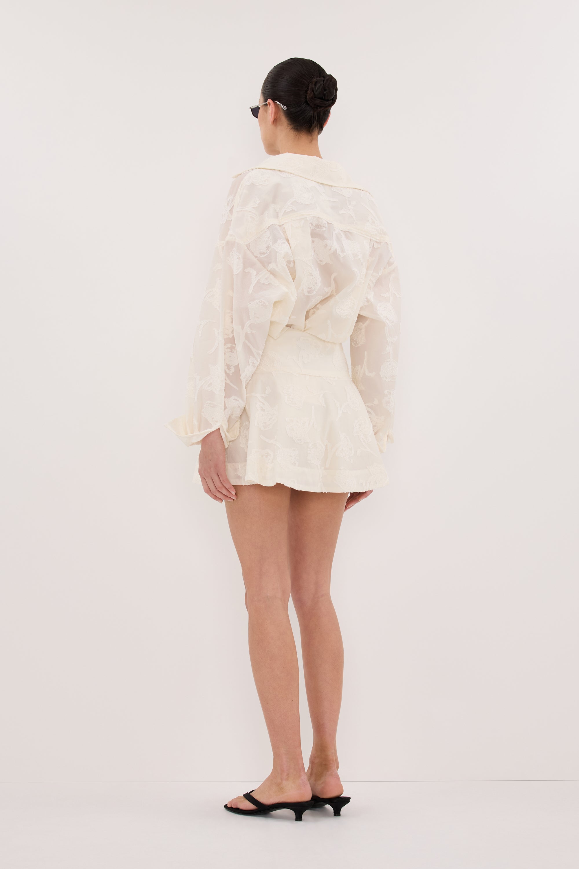 AZALEA OFF WHITE JACQUARD MINI SKIRT