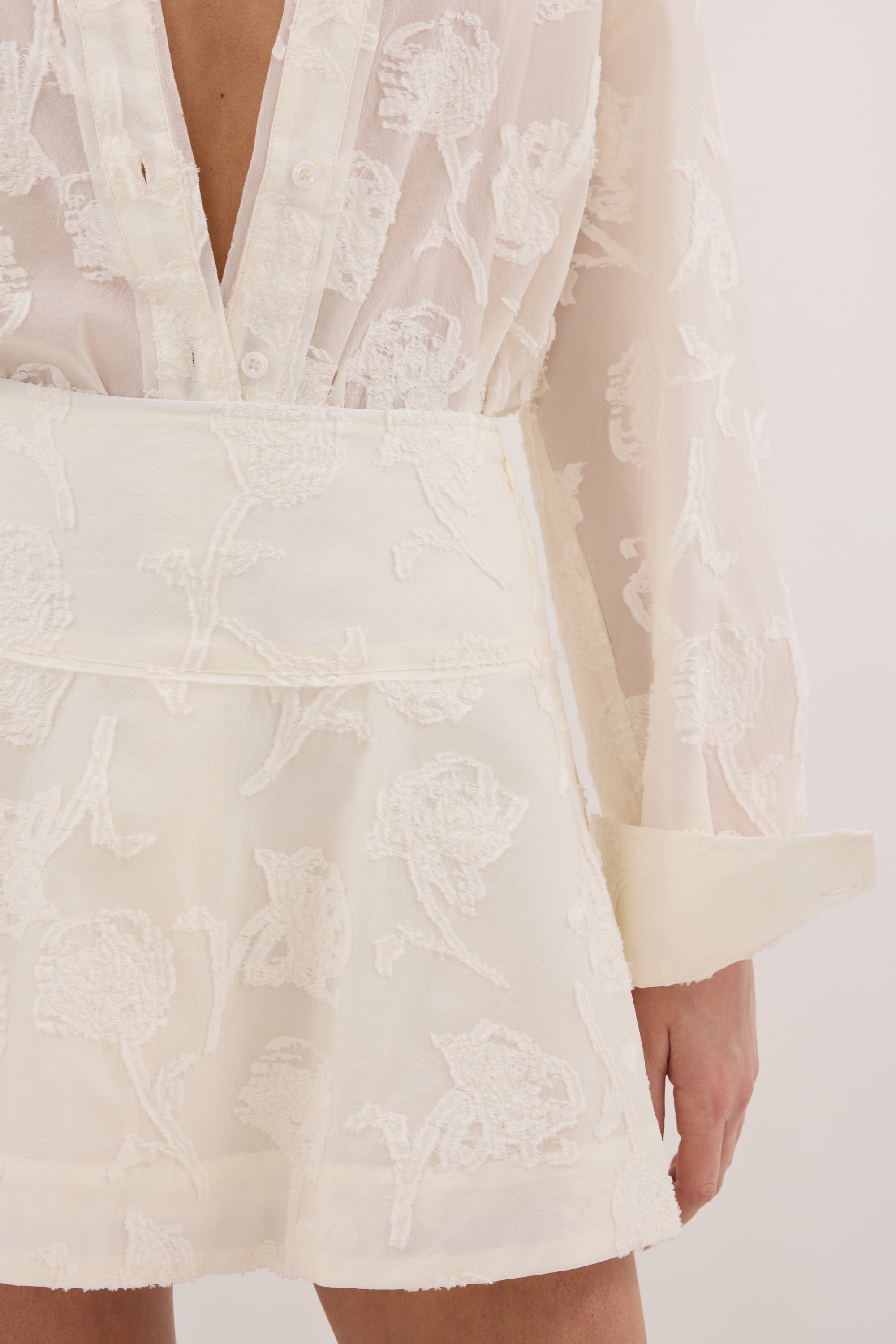 AZALEA OFF WHITE JACQUARD MINI SKIRT