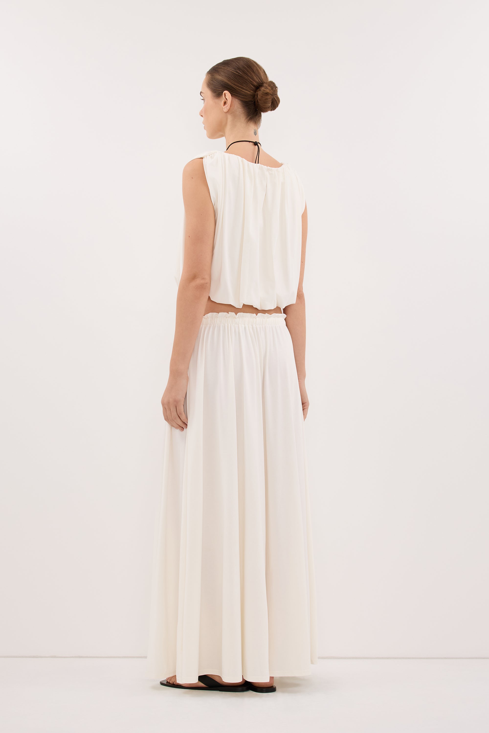 AVA OFF WHITE MODAL BLEND MIDI SKIRT
