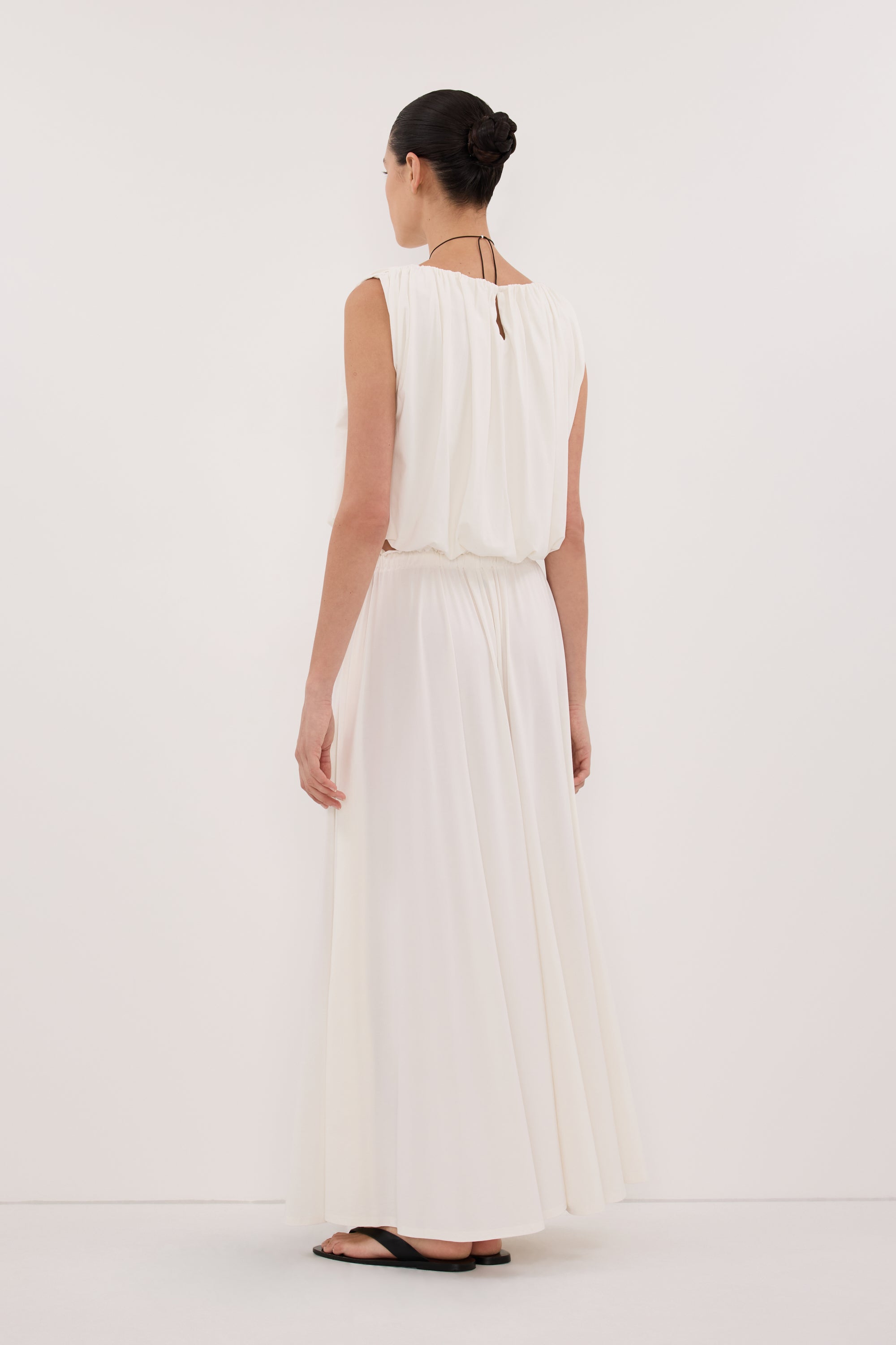 AVA OFF WHITE MODAL BLEND MIDI SKIRT