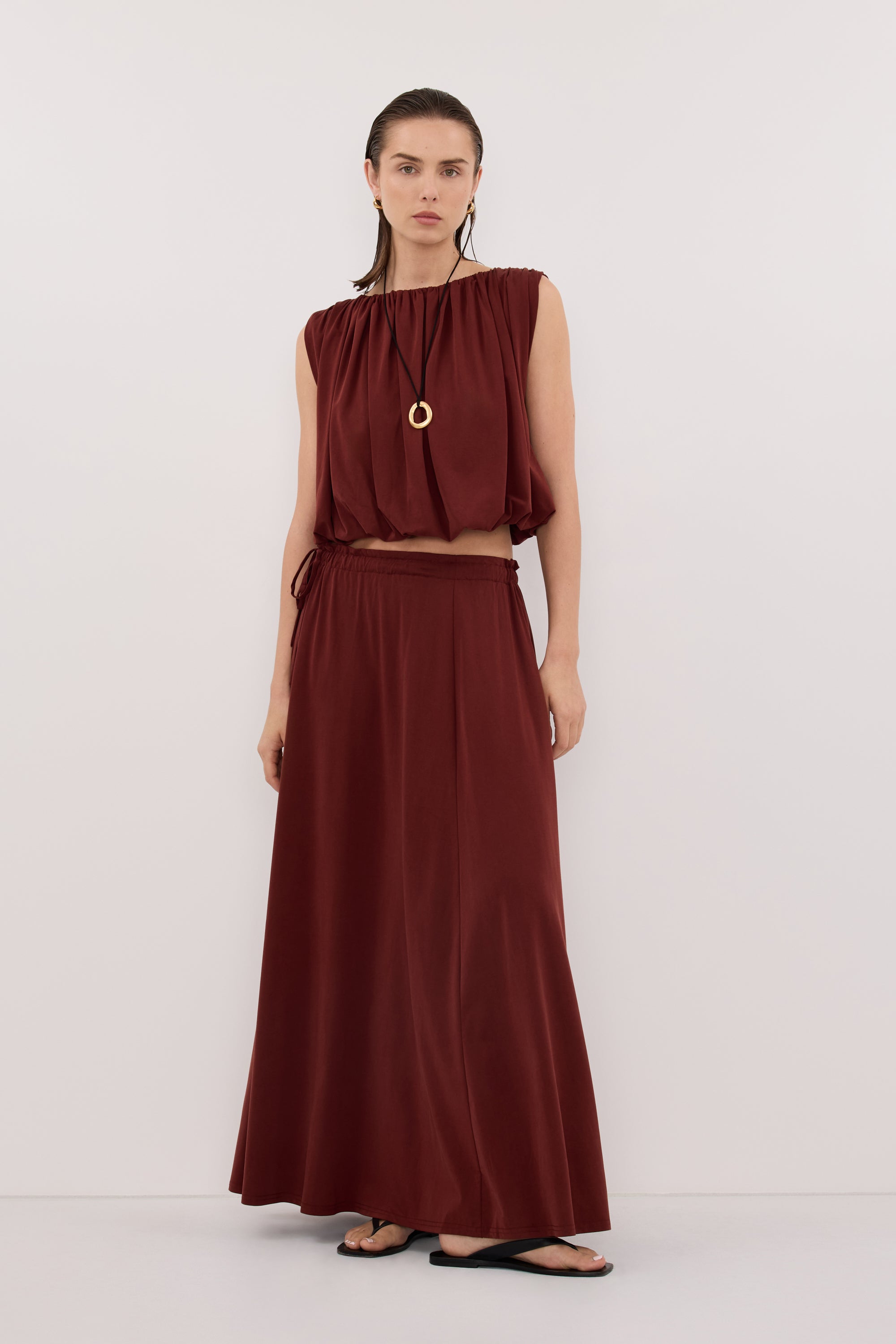 AVA SAHARA MODAL BLEND MIDI SKIRT