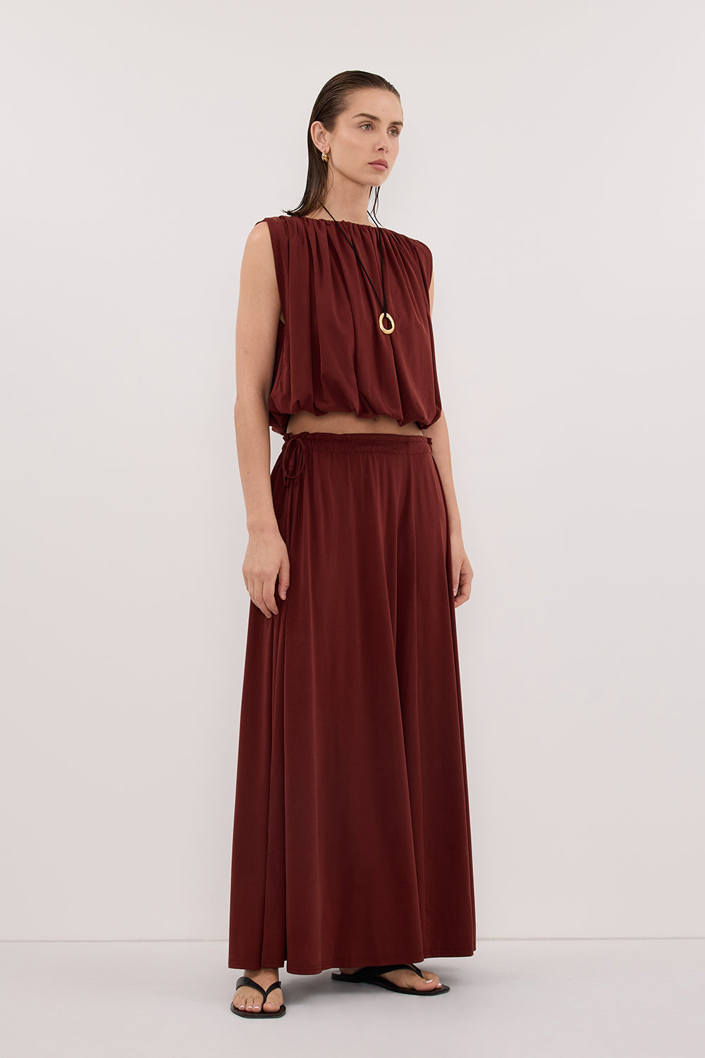 AVA SAHARA MODAL BLEND MIDI SKIRT