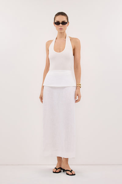 YARA WHITE LINEN FOLDOVER SKIRT – DISSH