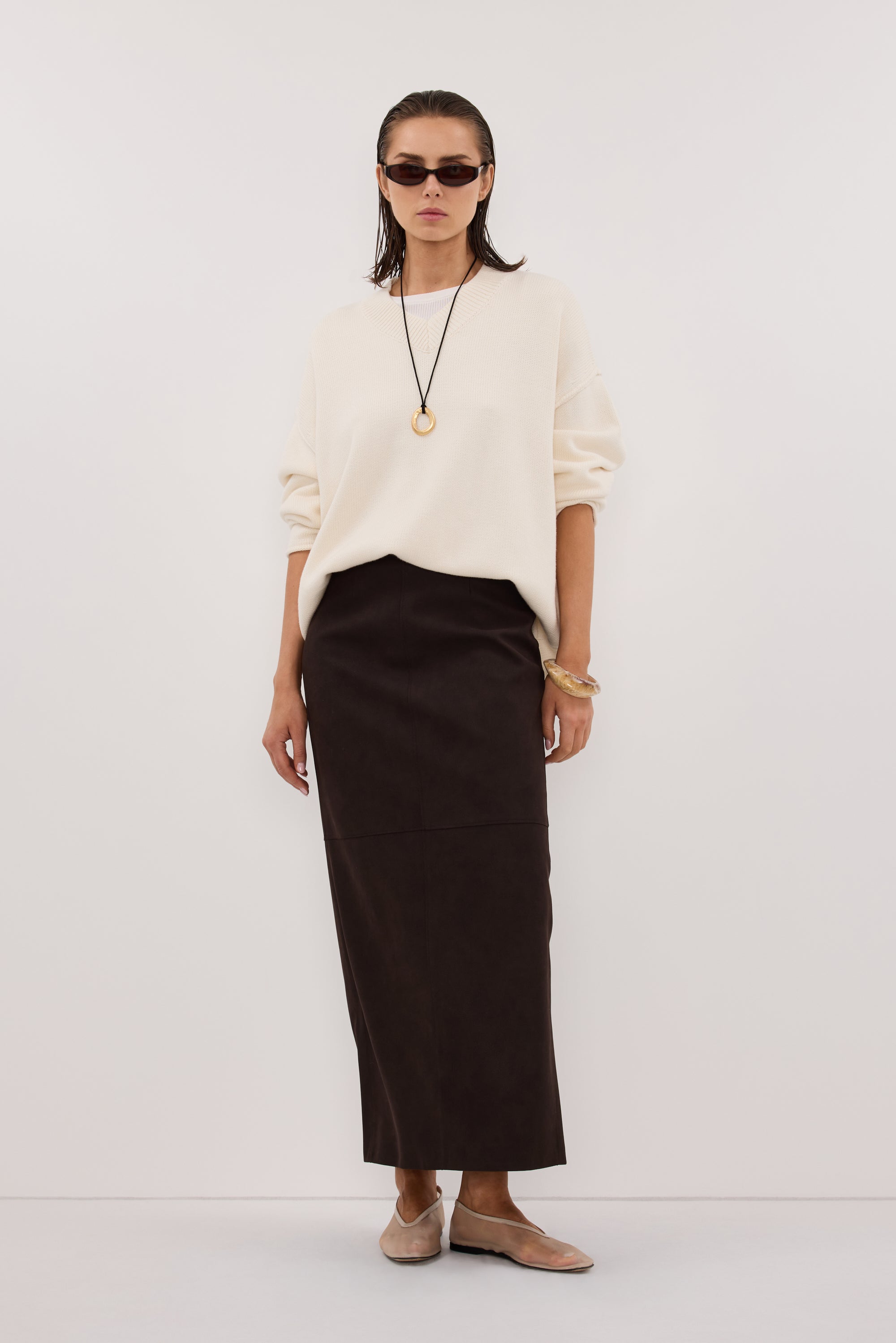OTIS B.CHOC FAUX LEATHER MIDI SKIRT – DISSH