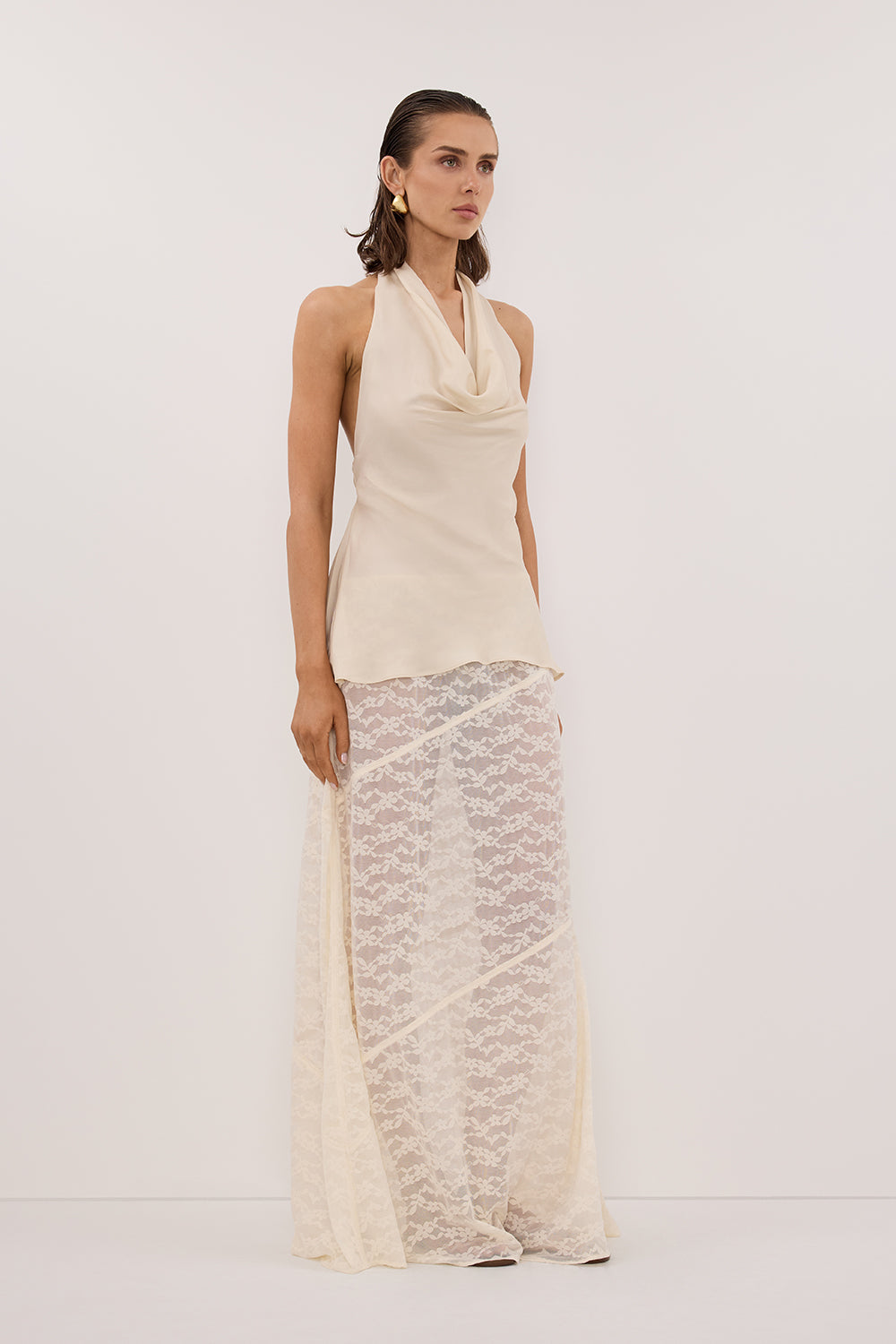 BELLE CREAM LACE MAXI SKIRT