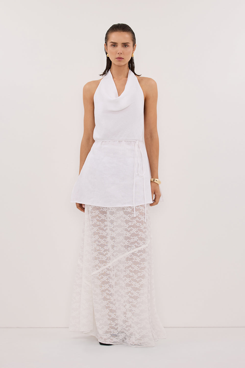 BELLE WHITE LACE MAXI SKIRT