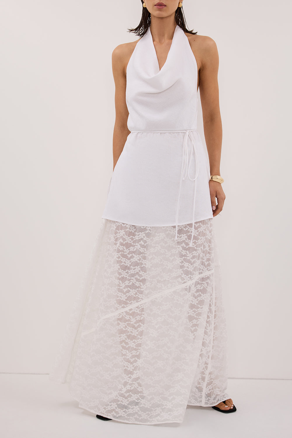BELLE WHITE LACE MAXI SKIRT