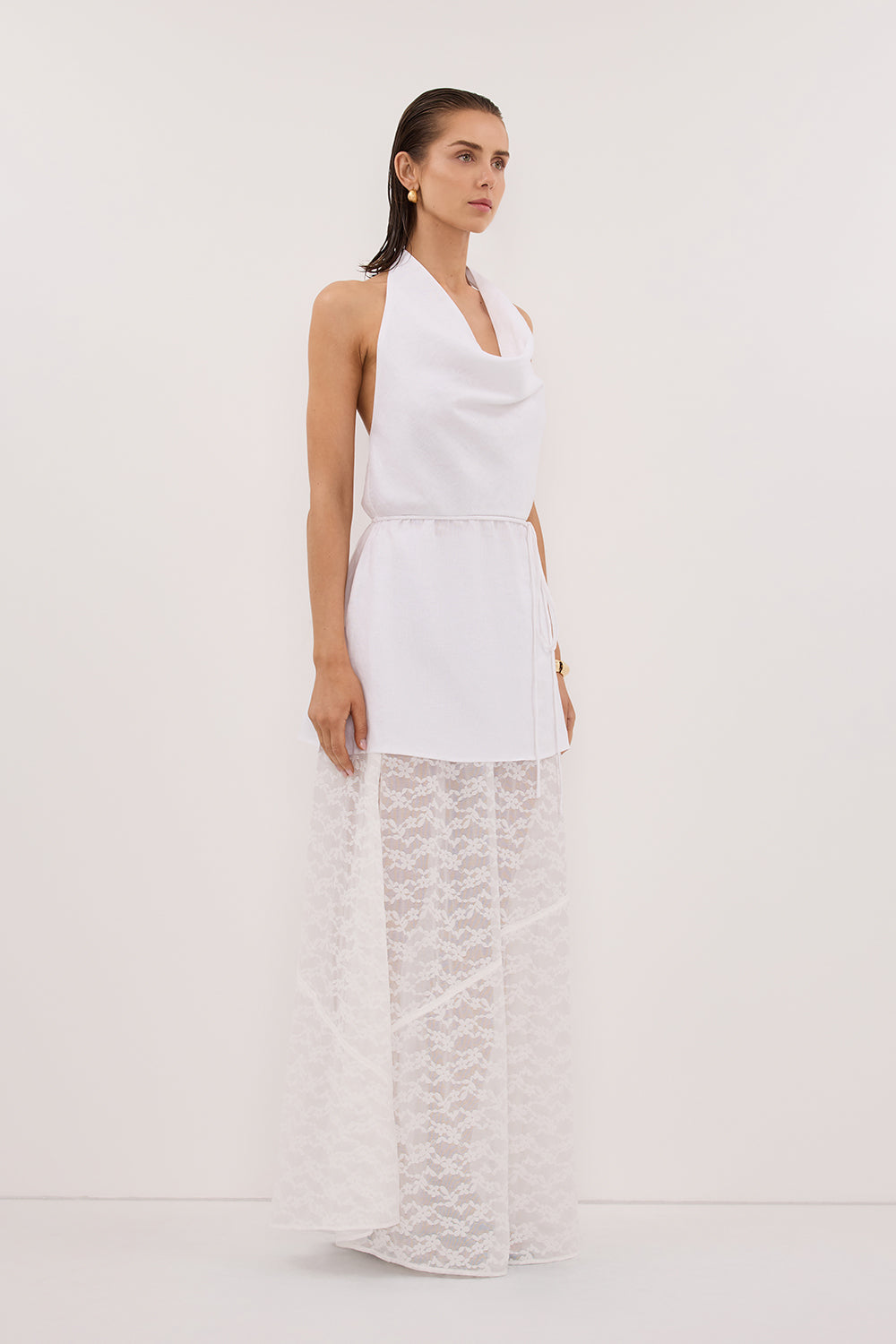 BELLE WHITE LACE MAXI SKIRT