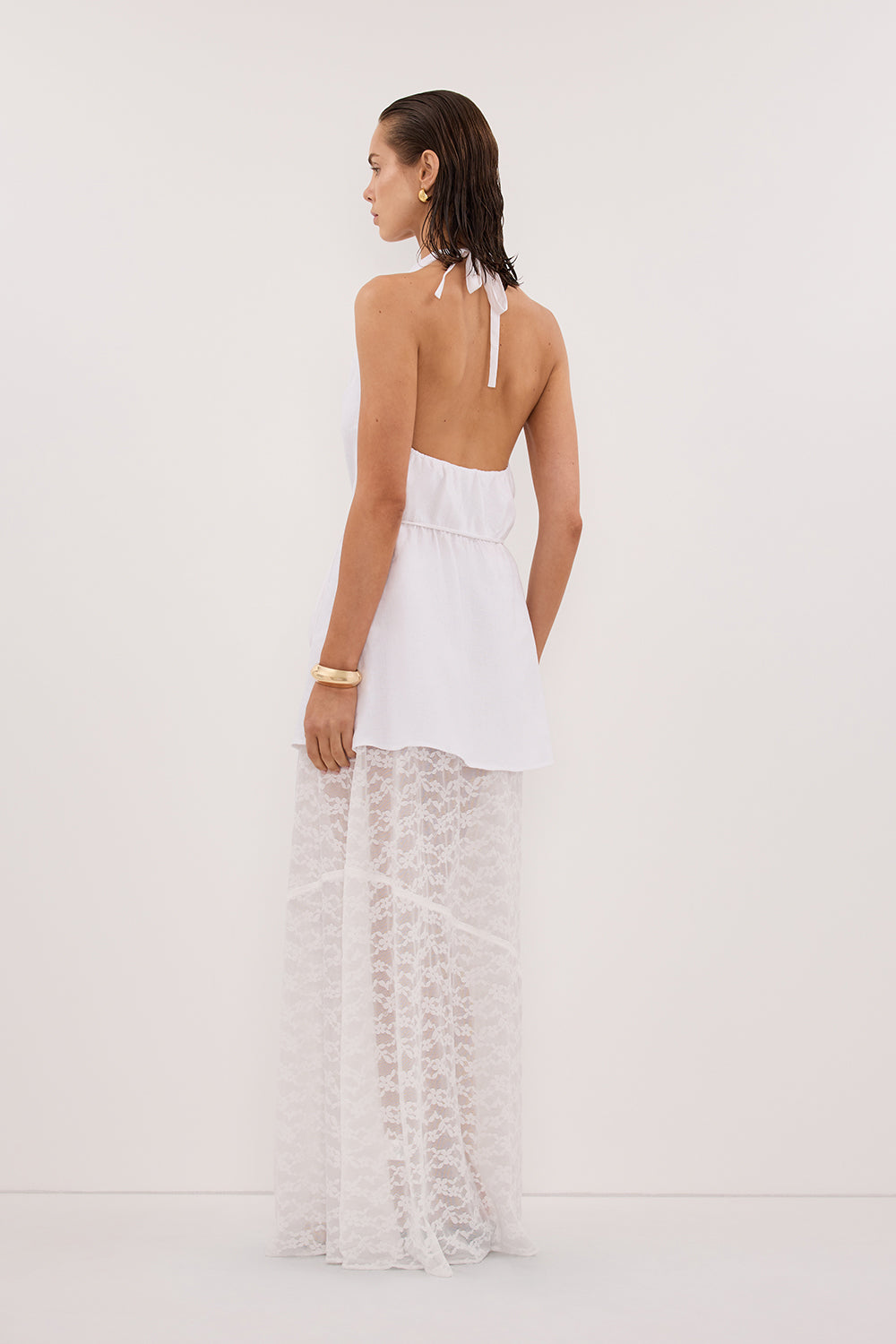 BELLE WHITE LACE MAXI SKIRT