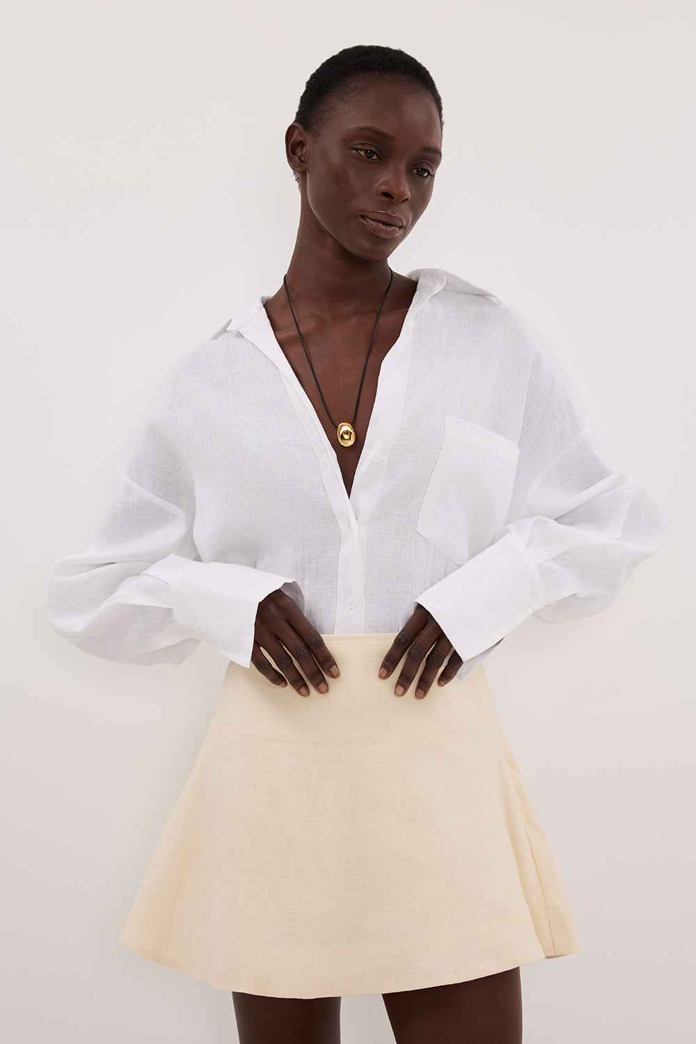 ALEA FLOUNCE STRAW LINEN SKIRT – DISSH
