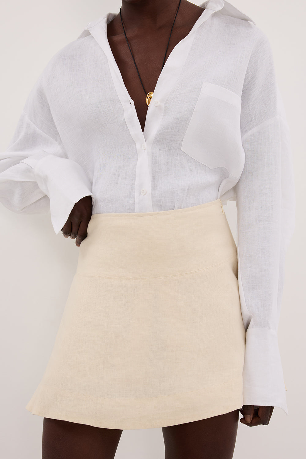 ALEA FLOUNCE STRAW LINEN SKIRT – DISSH