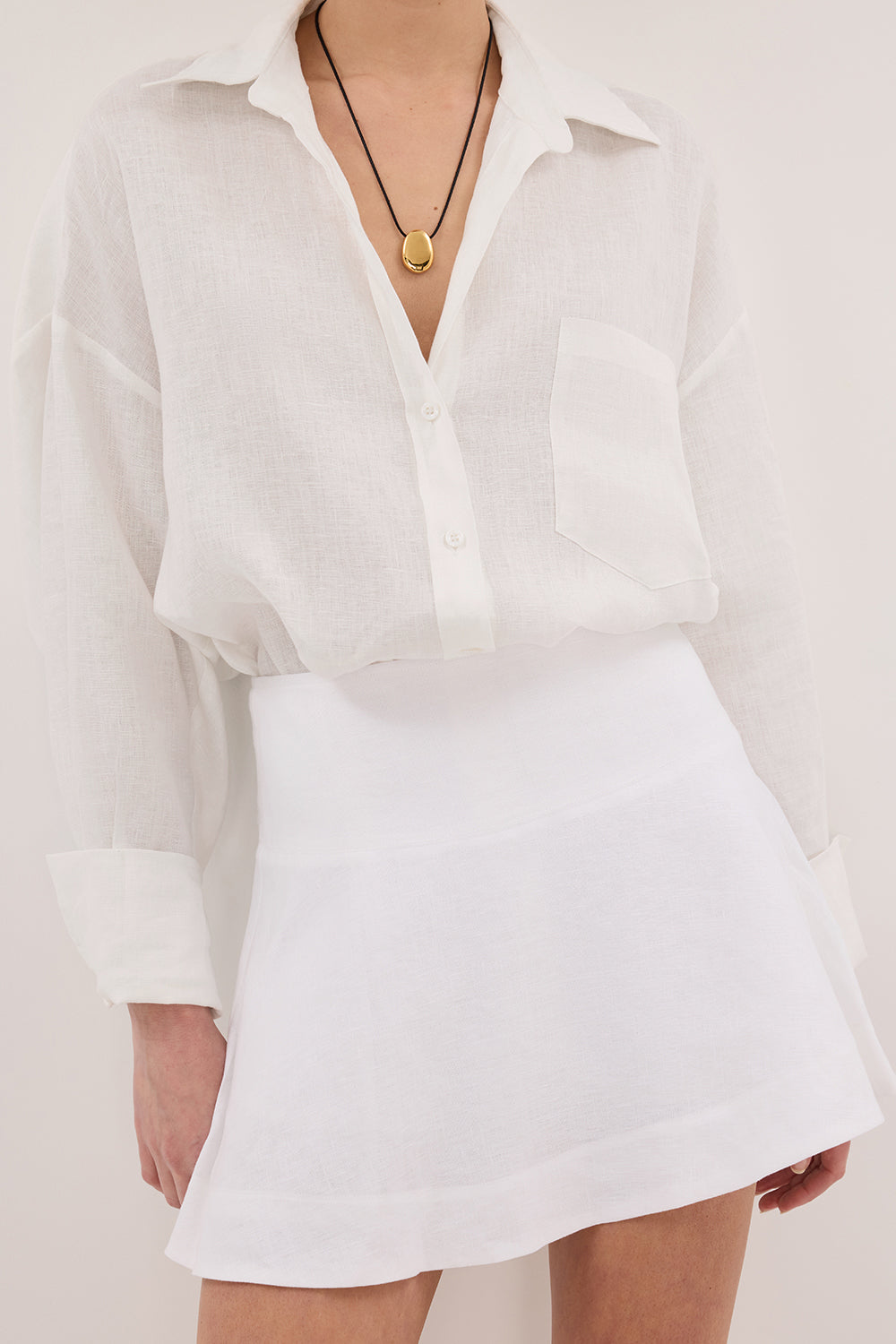 ALEA FLOUNCE WHITE LINEN SKIRT – DISSH