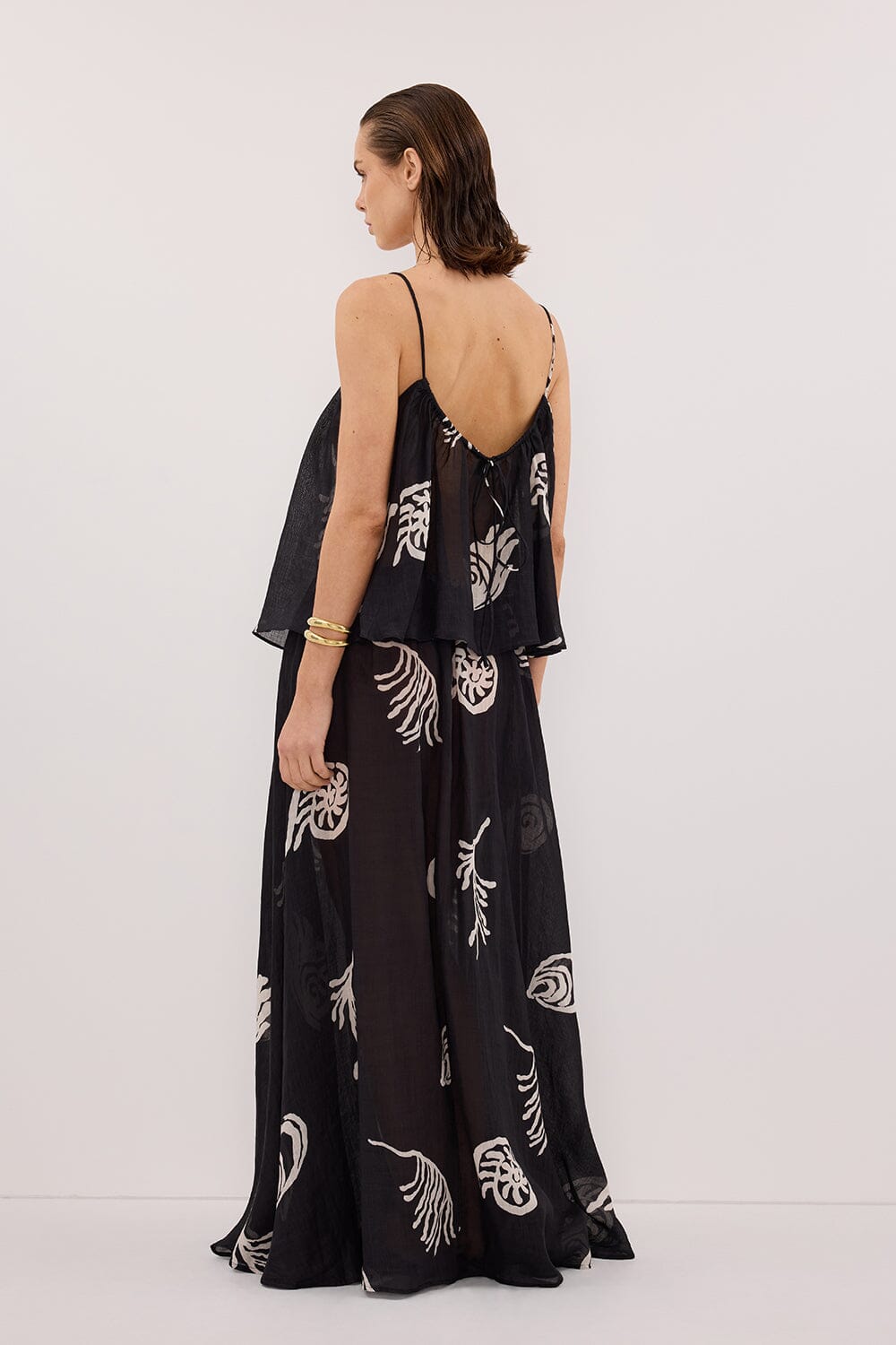 POSITANO BLACK RAMIE MIDI SKIRT