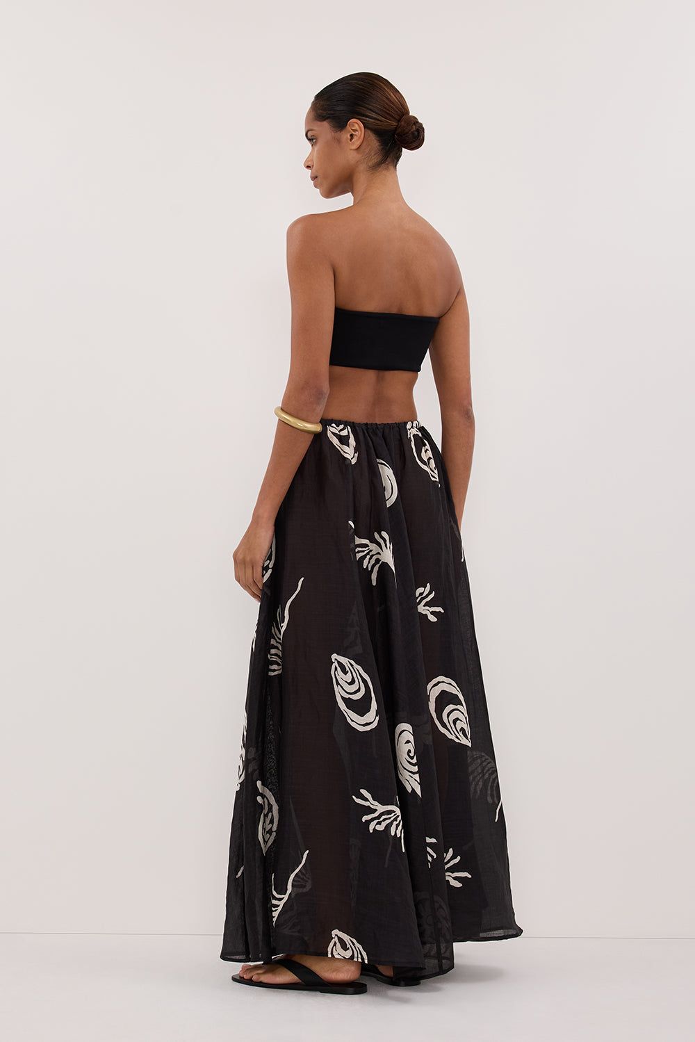 POSITANO BLACK RAMIE MIDI SKIRT