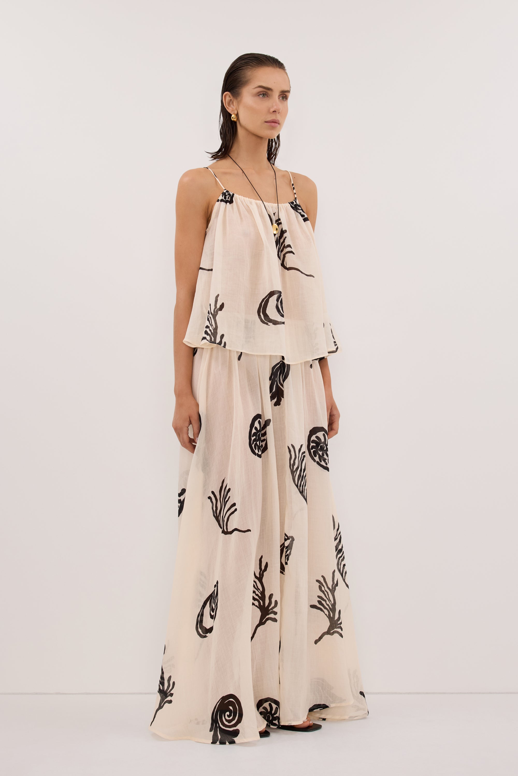 POSITANO SANDSTONE RAMIE MIDI SKIRT