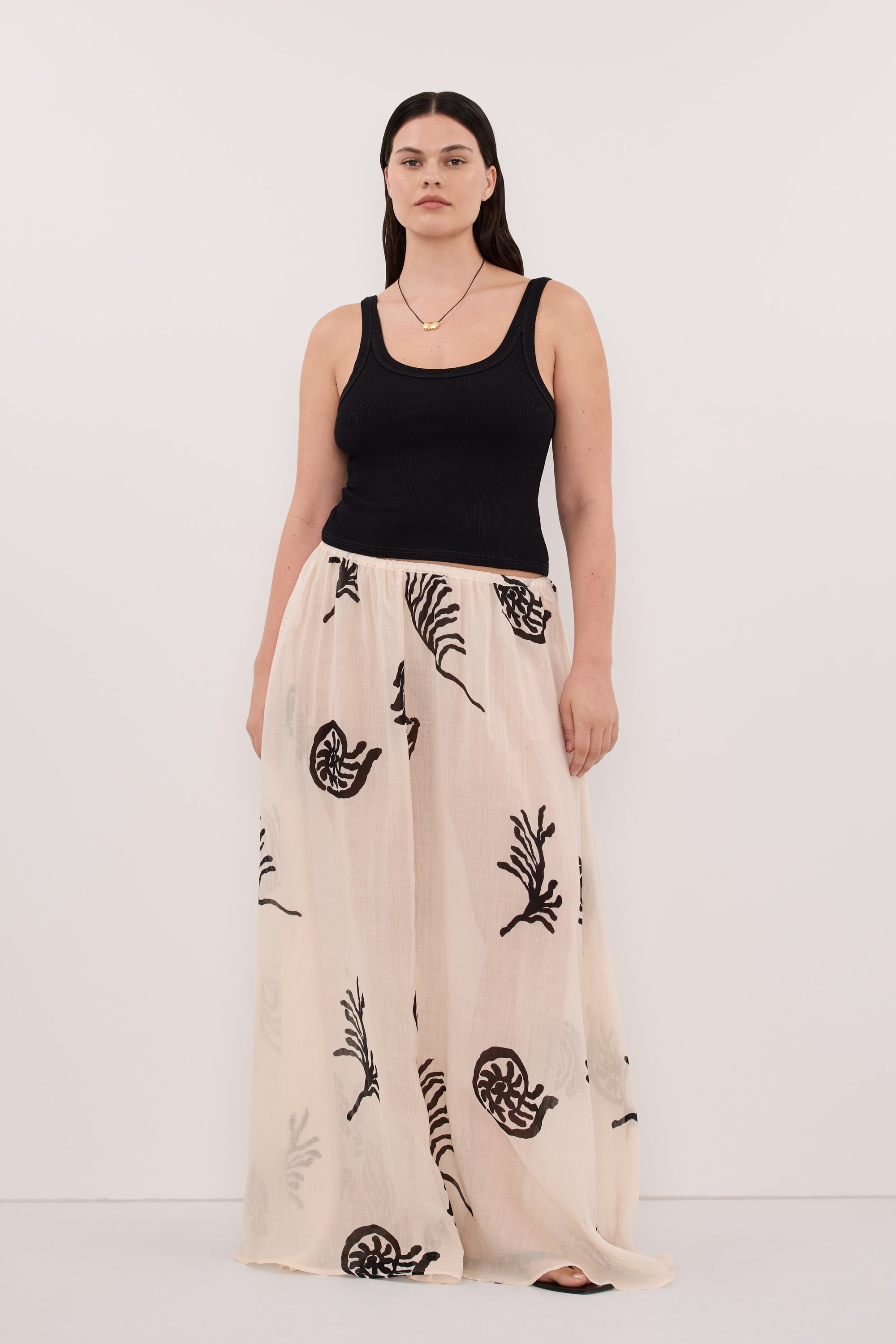 POSITANO SANDSTONE RAMIE MIDI SKIRT