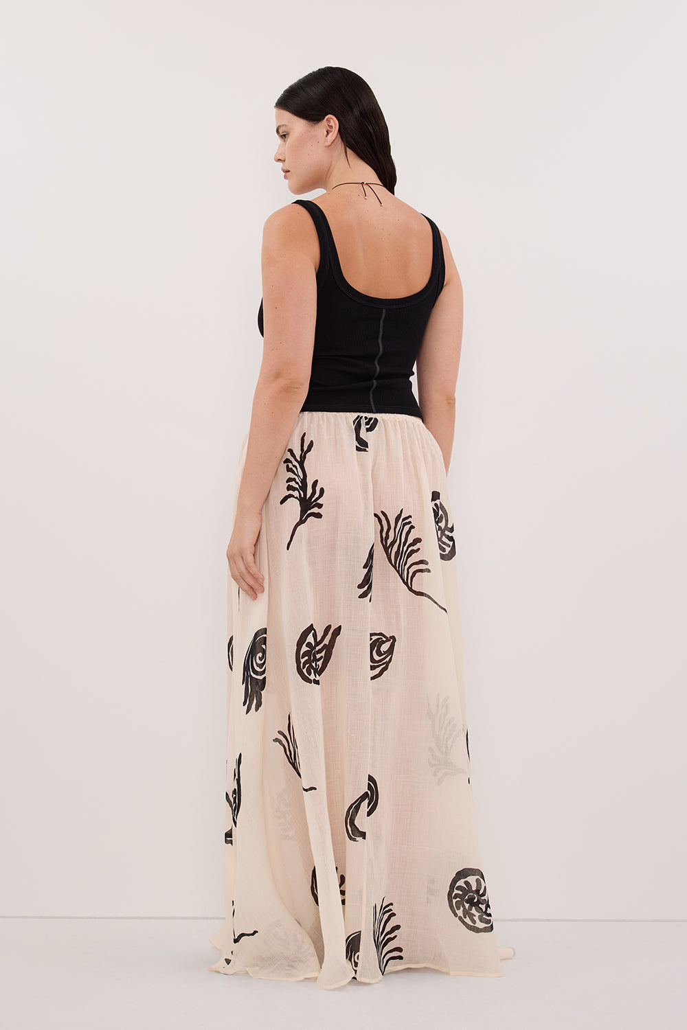 POSITANO SANDSTONE RAMIE MIDI SKIRT