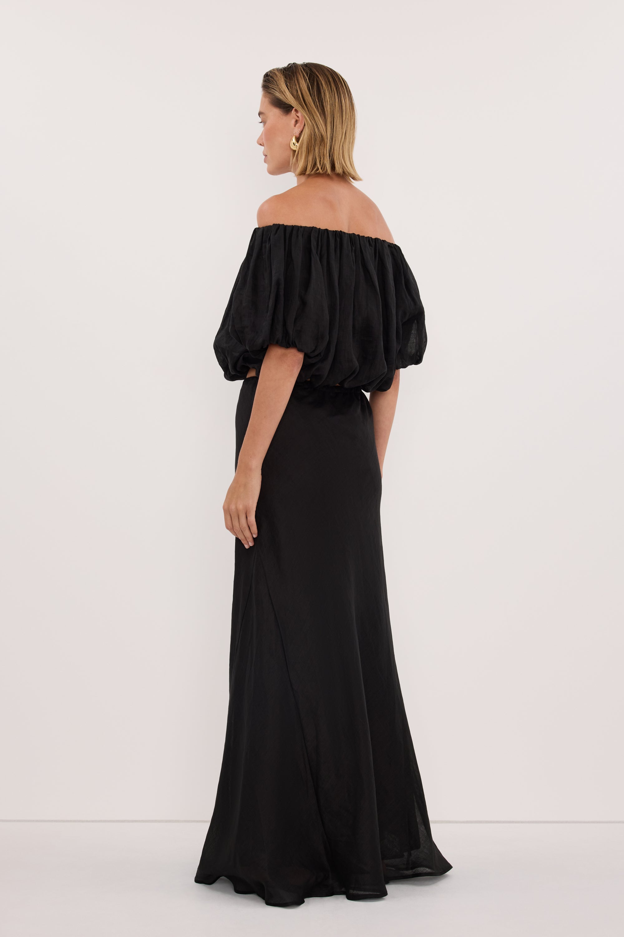 MAISON BLACK RAMIE BIAS MAXI SKIRT