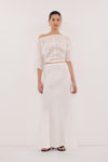 MAISON WHITE RAMIE BIAS MIDI SKIRT