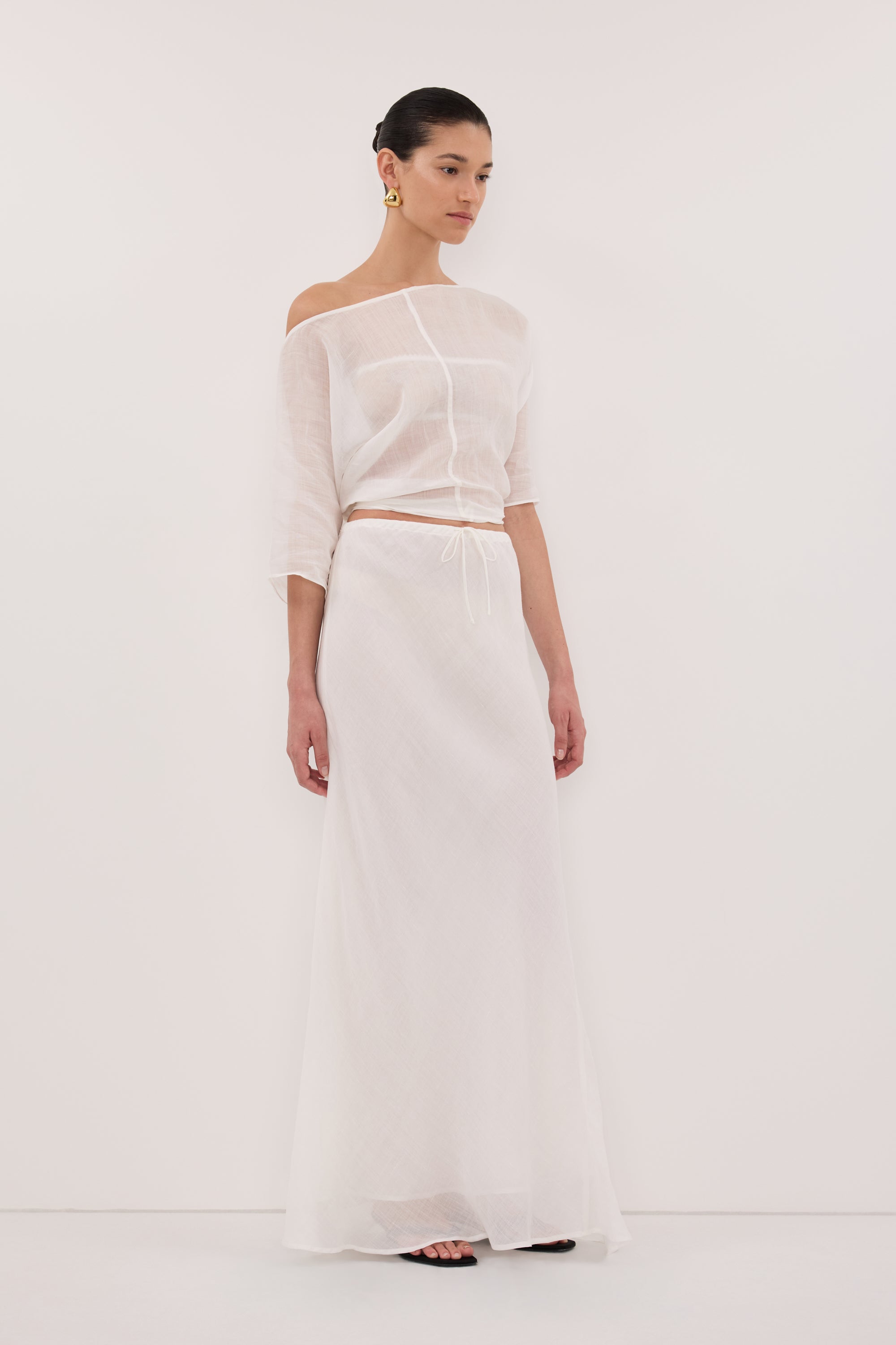 Maison Ramie Bias Maxi Skirt in White By DISSH | Matching Set Maison Ramie Bias Maxi Skirt in White By DISSH | Matching Set