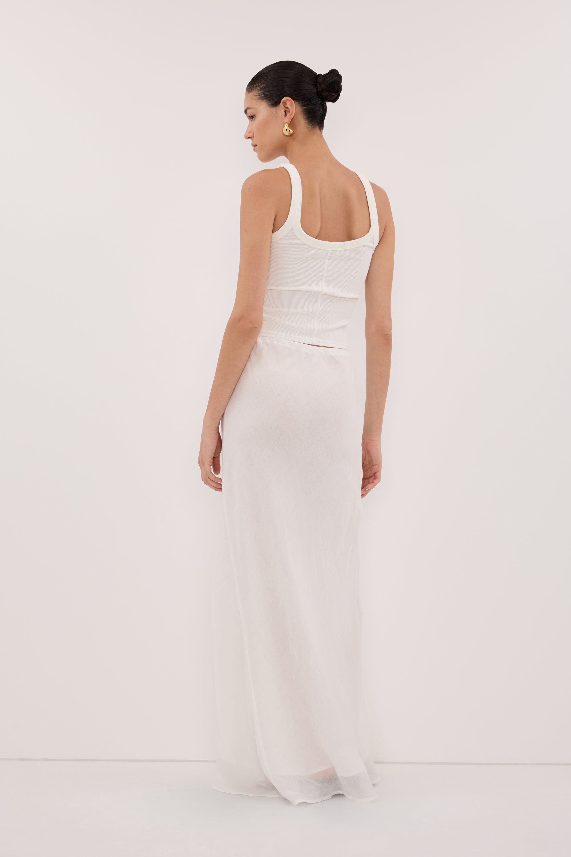 MAISON WHITE RAMIE BIAS MAXI SKIRT
