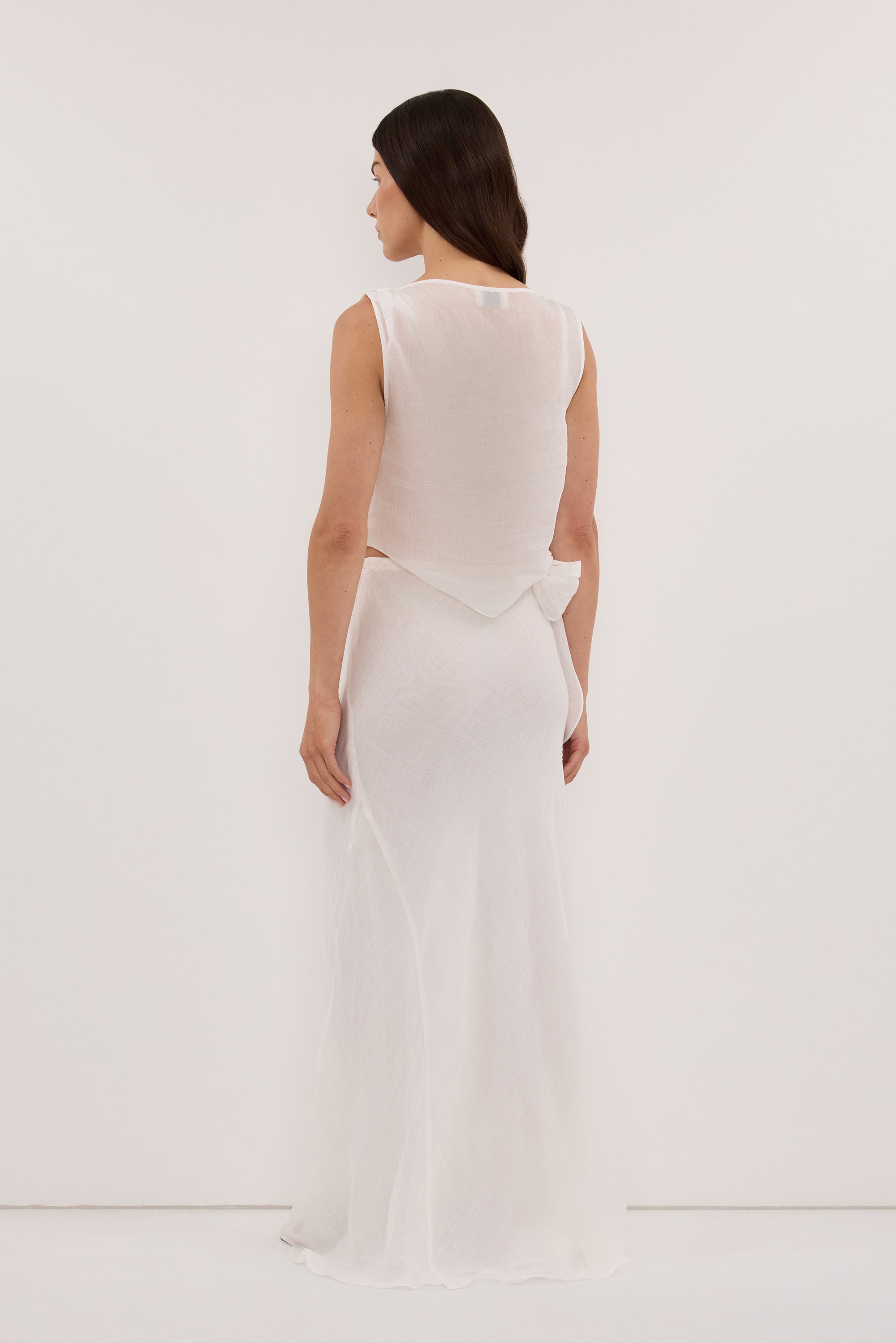 MAISON WHITE RAMIE BIAS MAXI SKIRT