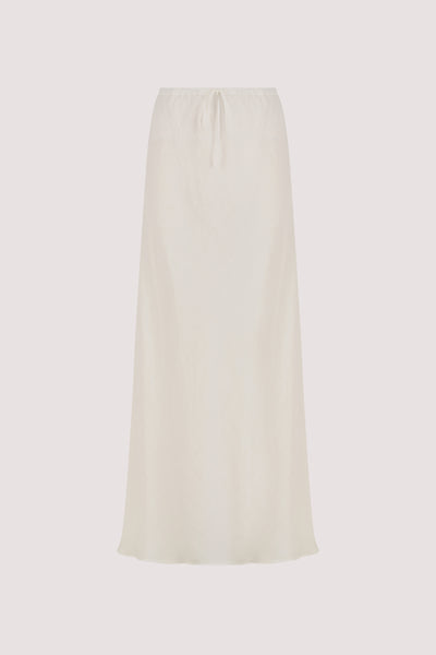 Carol wearing MAISON WHITE RAMIE BIAS MIDI SKIRT