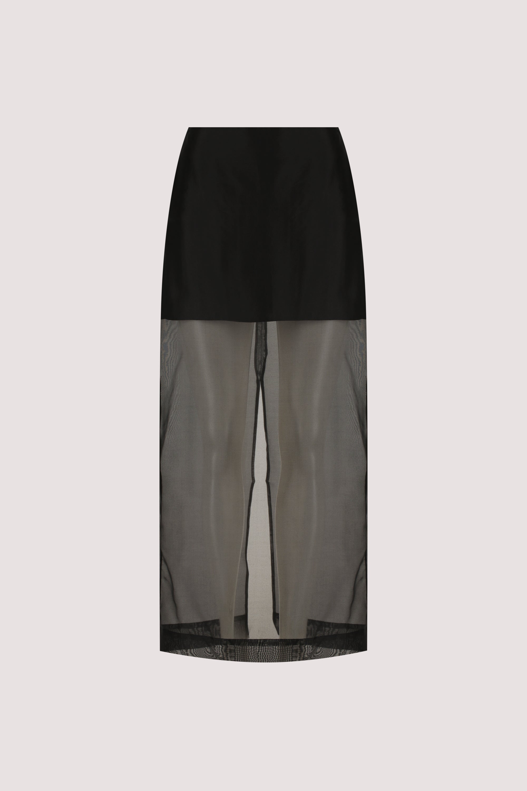 SIAN BLACK SILK ORGANZA MIDI SKIRT