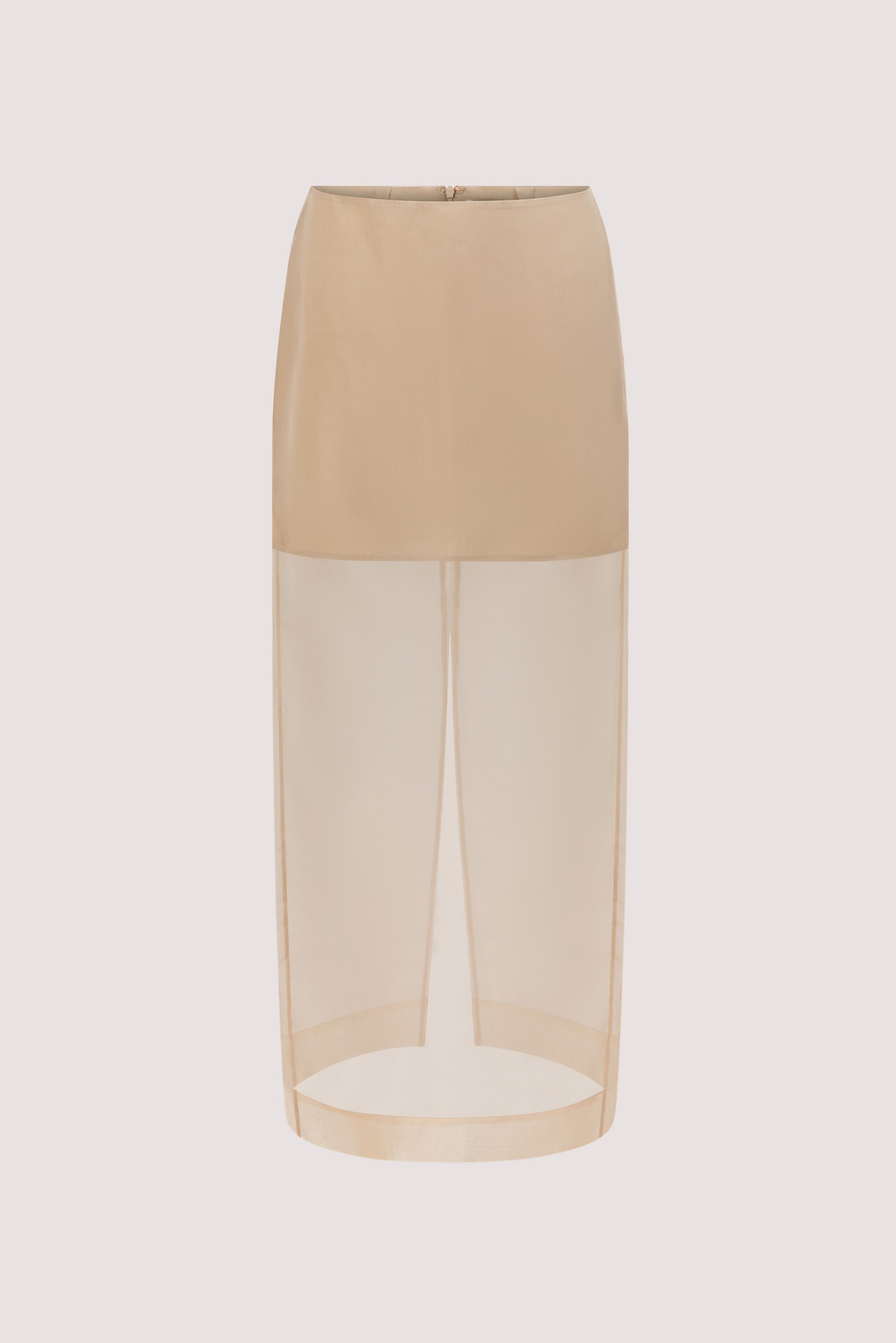 SIAN GOLD SILK ORGANZA MIDI SKIRT