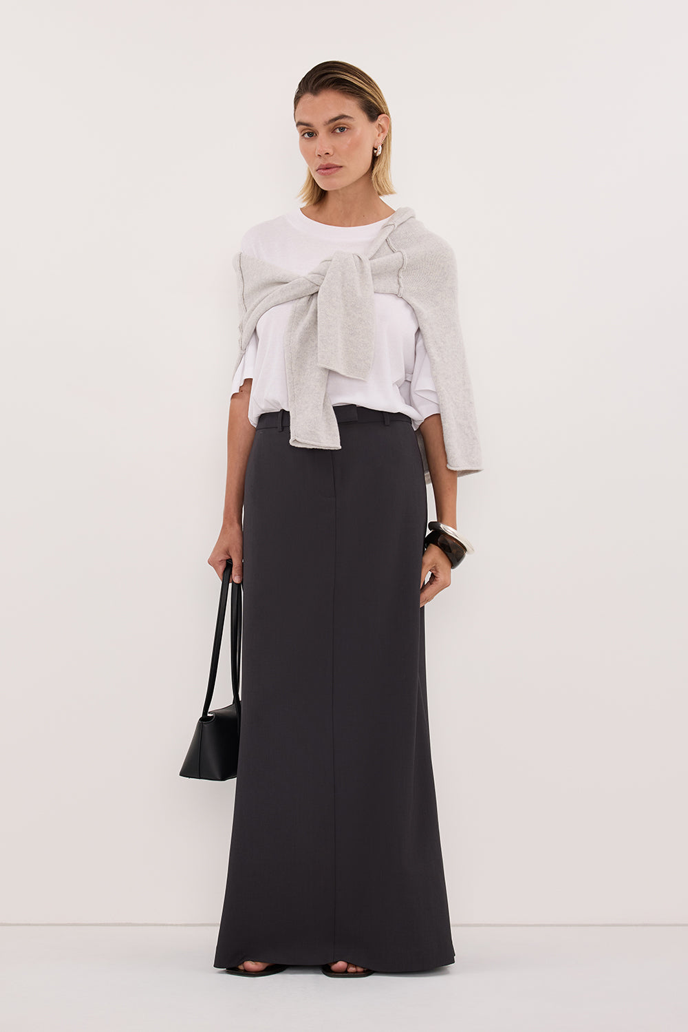 PARKER GREY TAILORED MAXI SKIRT