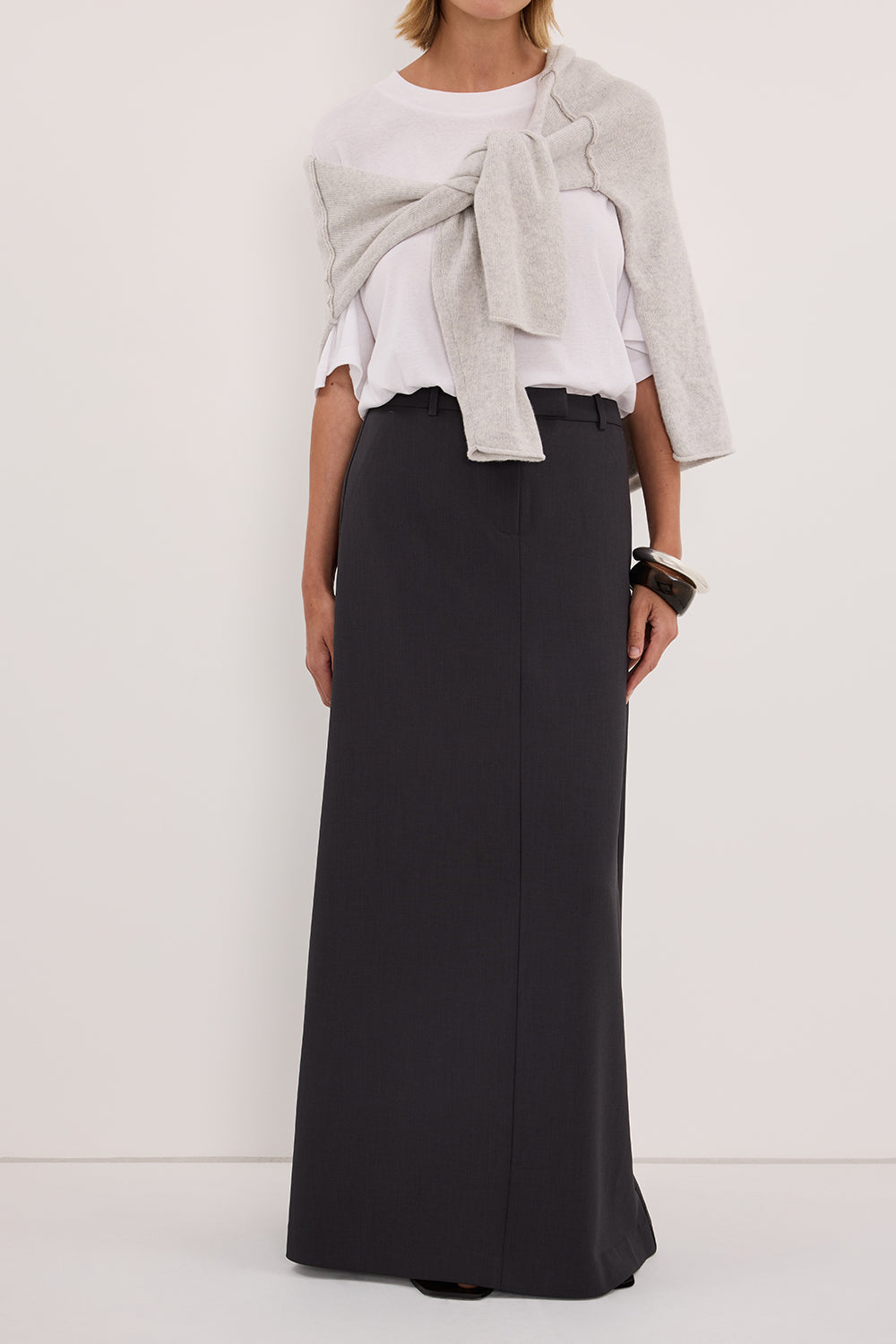 PARKER GREY TAILORED MAXI SKIRT