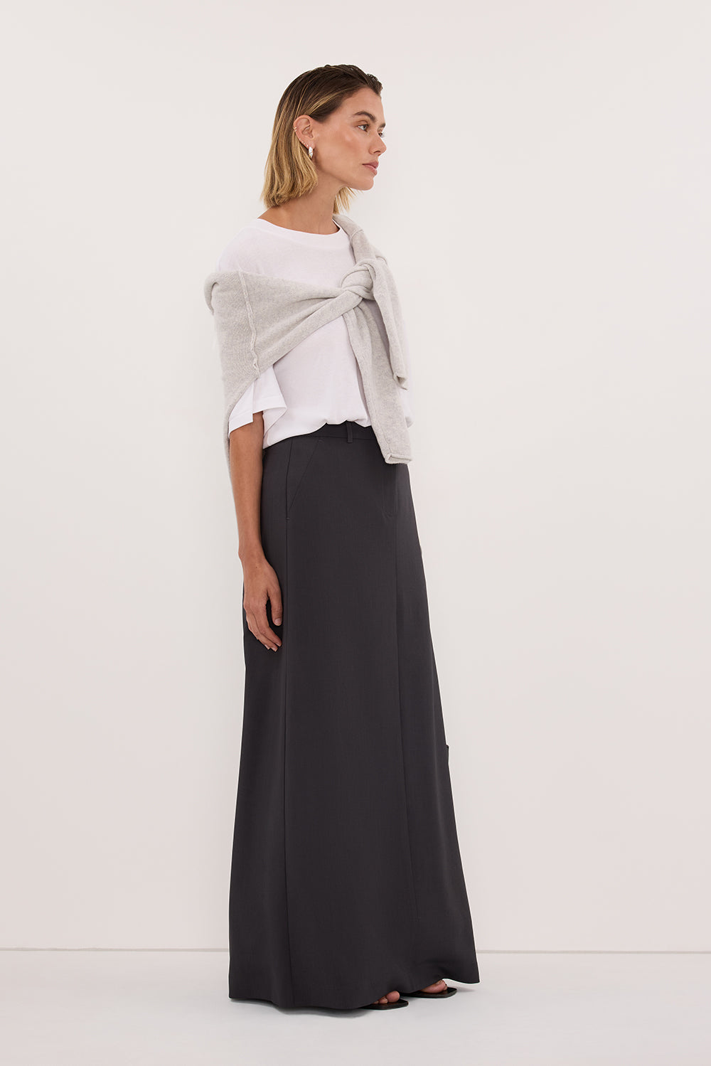 PARKER GREY TAILORED MAXI SKIRT