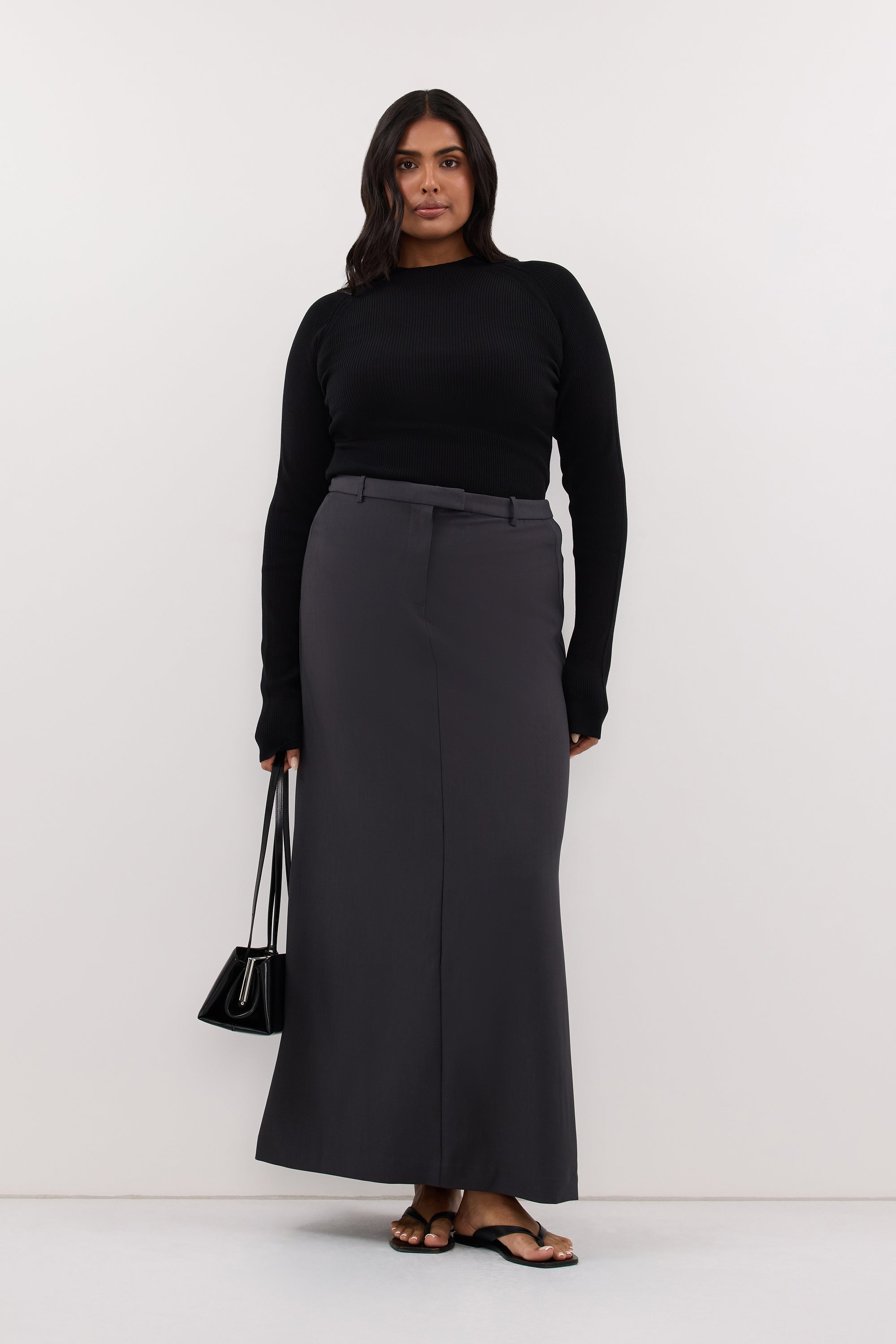 PARKER GREY TAILORED MAXI SKIRT