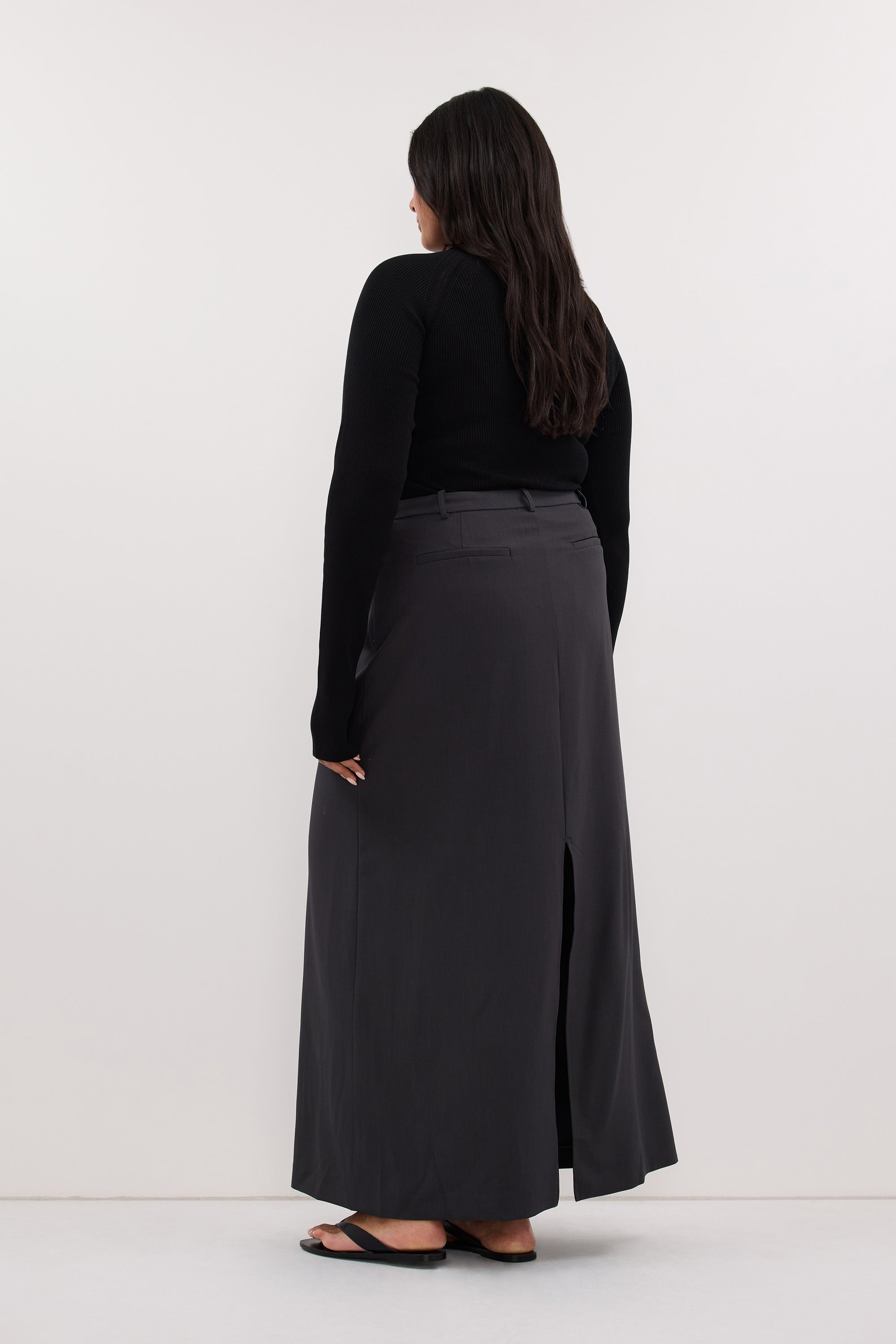 PARKER GREY TAILORED MAXI SKIRT