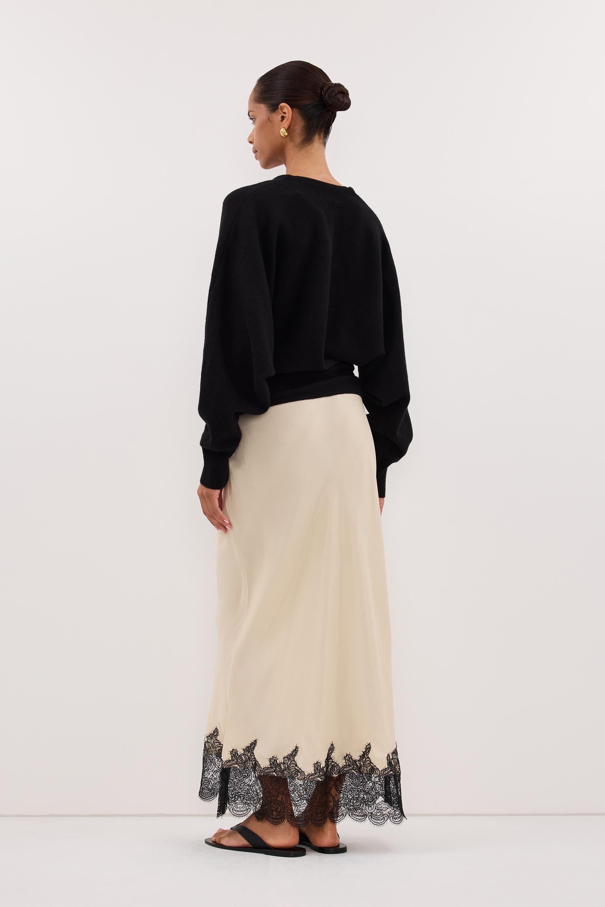 MINA STRAW CUPRO LACE MIDI SKIRT