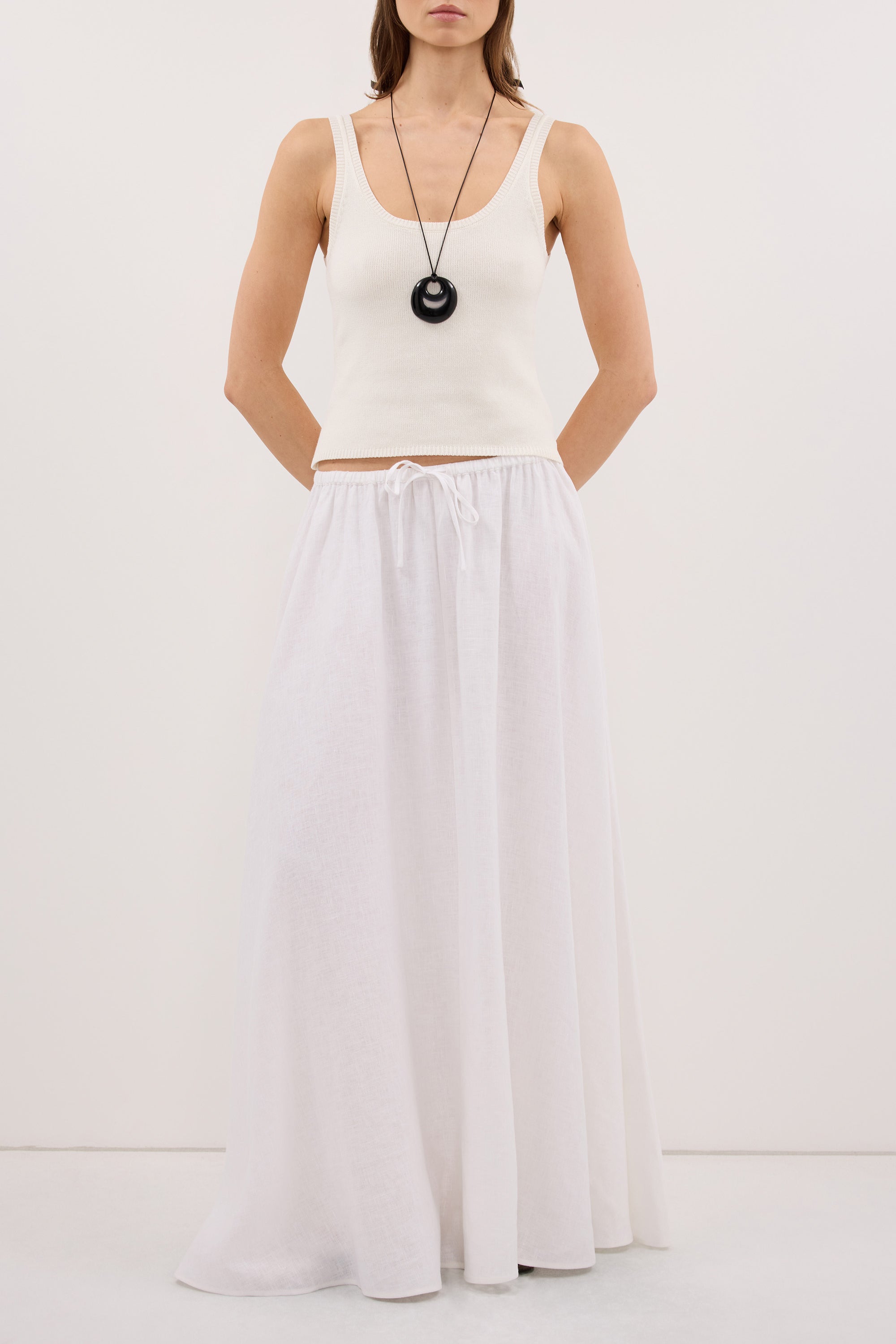 dissh white linen maxi dress Just landed Nylow wears the Spencer Linen Dress. Available online and in selected stores now. #DISSH