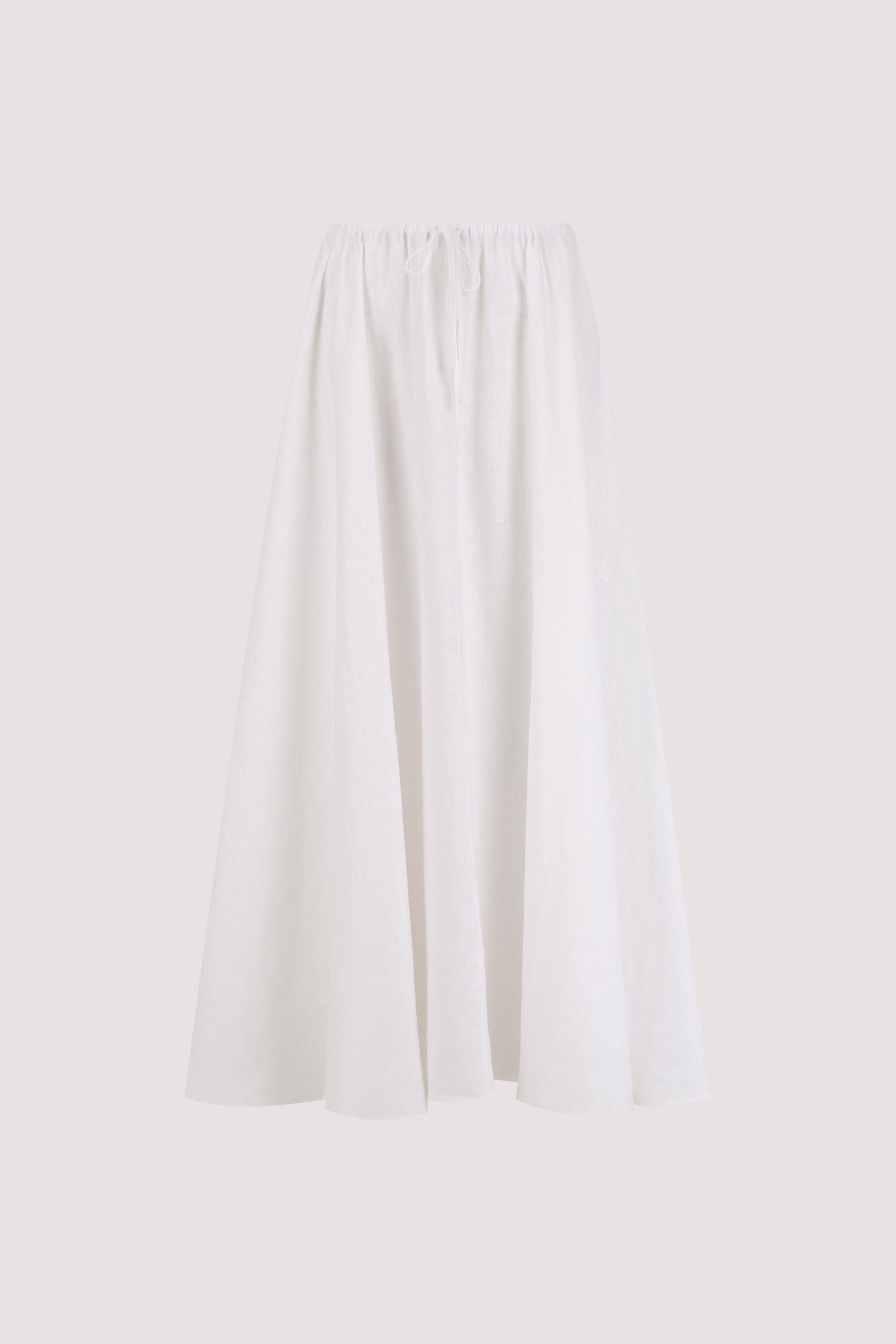 RAVELLO WHITE LINEN MIDI SKIRT