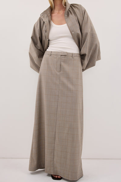 Zoe wearing KALILA ASH A-LINE MAXI SKIRT