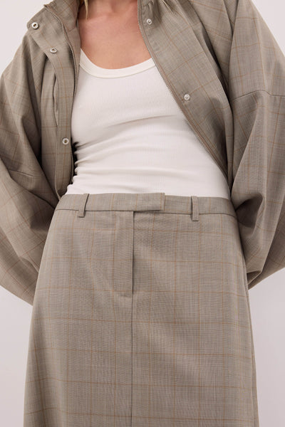 Kristen wearing KALILA ASH A-LINE MAXI SKIRT