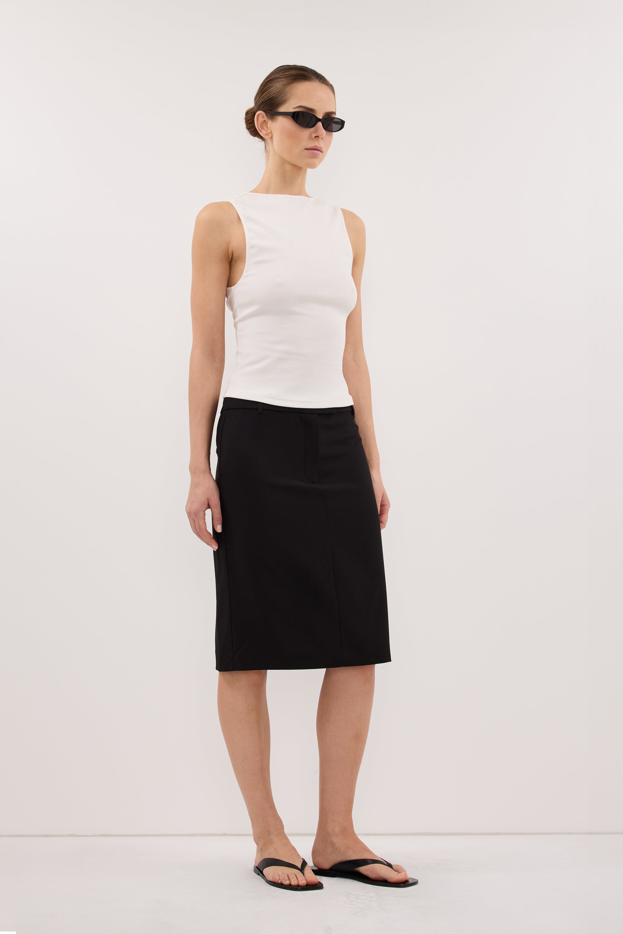 PARKER BLACK KNEE LENGTH SKIRT - PRE ORDER