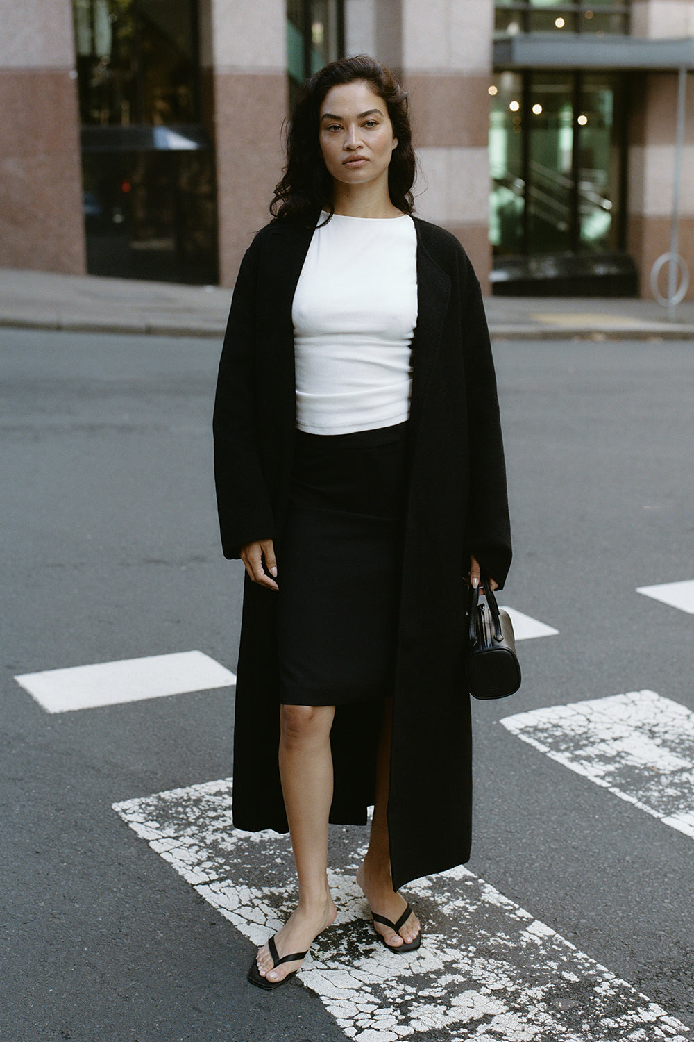 PARKER BLACK KNEE LENGTH SKIRT