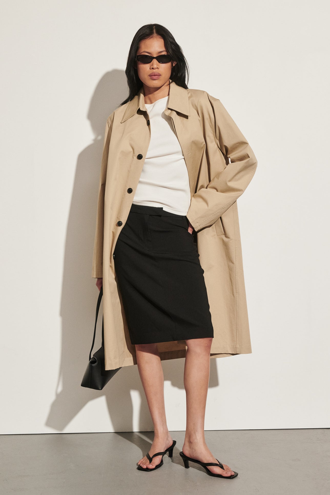 PARKER BLACK KNEE LENGTH SKIRT