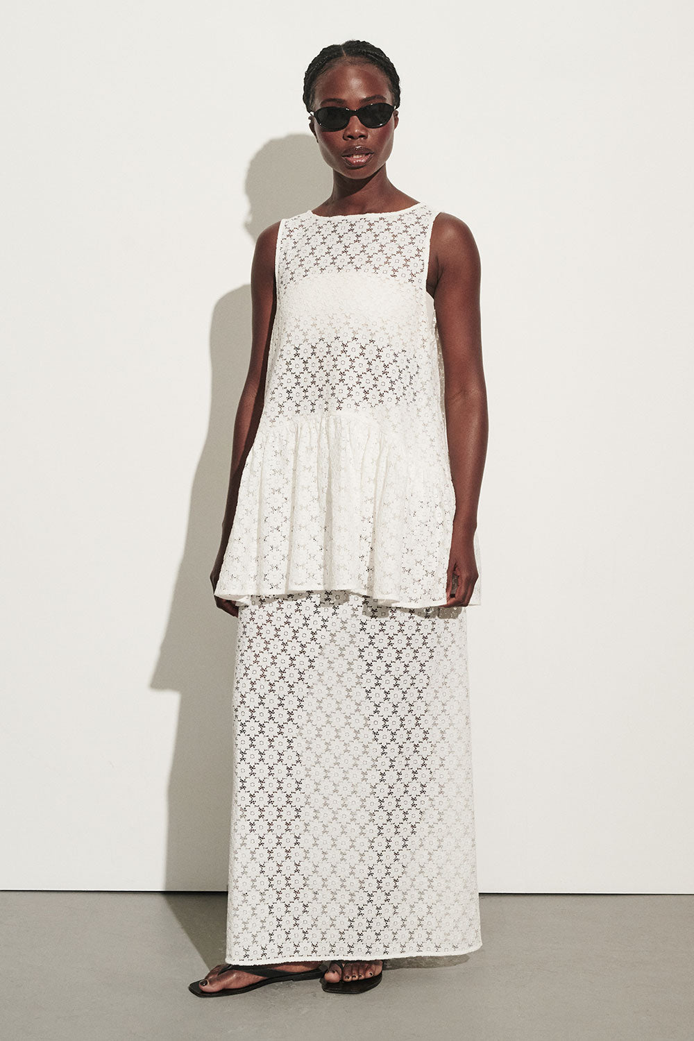 RENATA WHITE LACE MAXI SKIRT