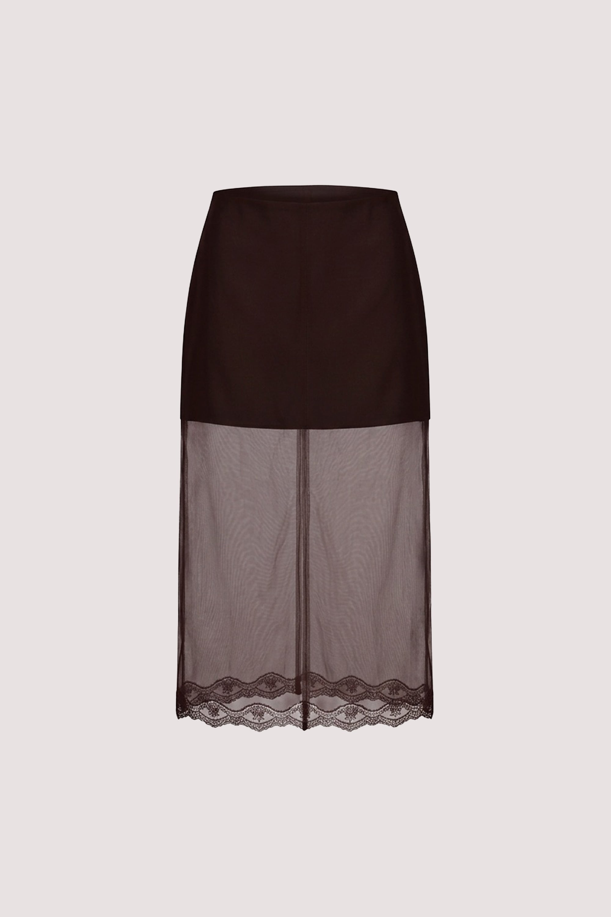 RAPHAEL DARK CHOC SILK ORGANZA SKIRT - PRE ORDER