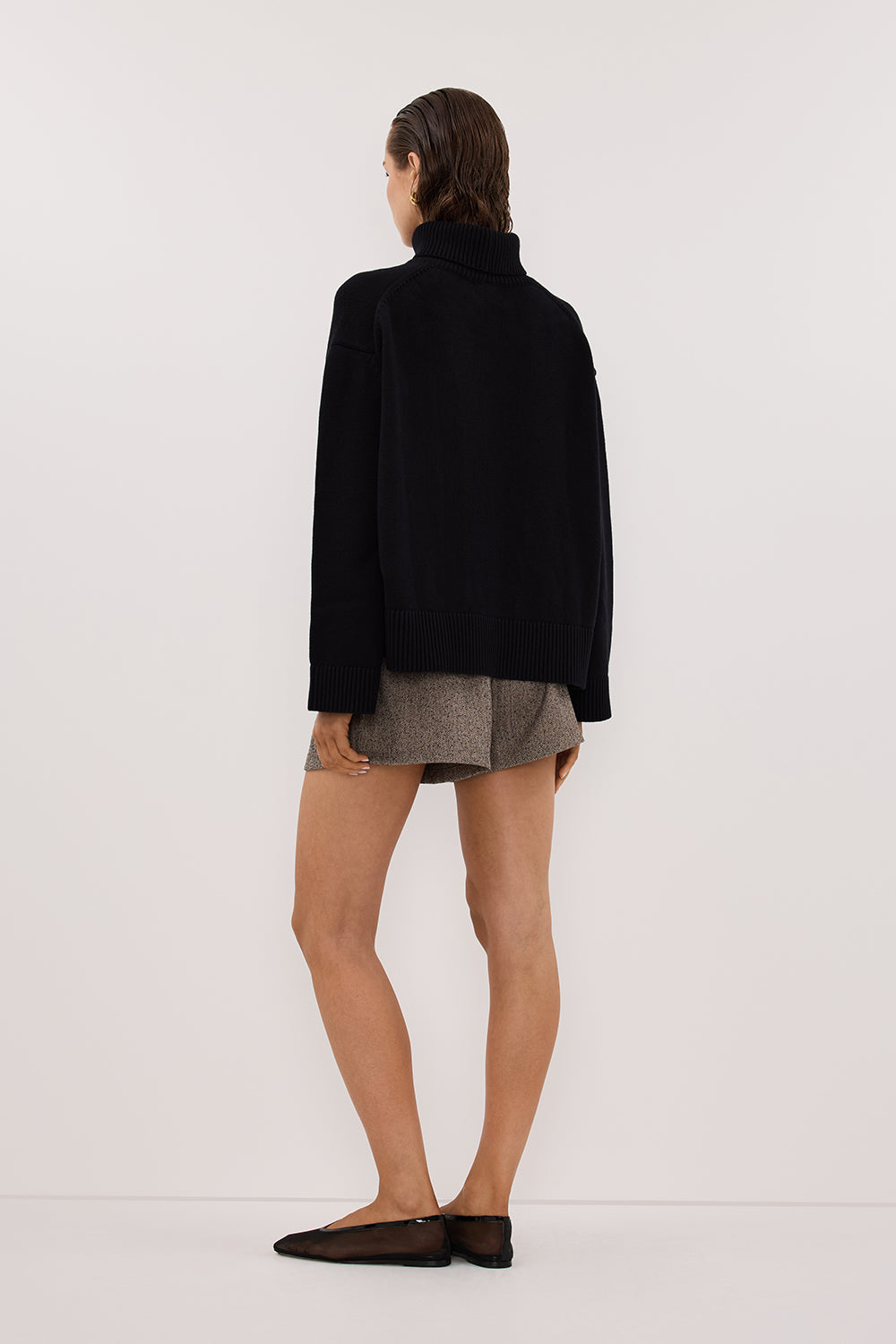 FRANKIE CHOC TWEED ELASTIC SHORT