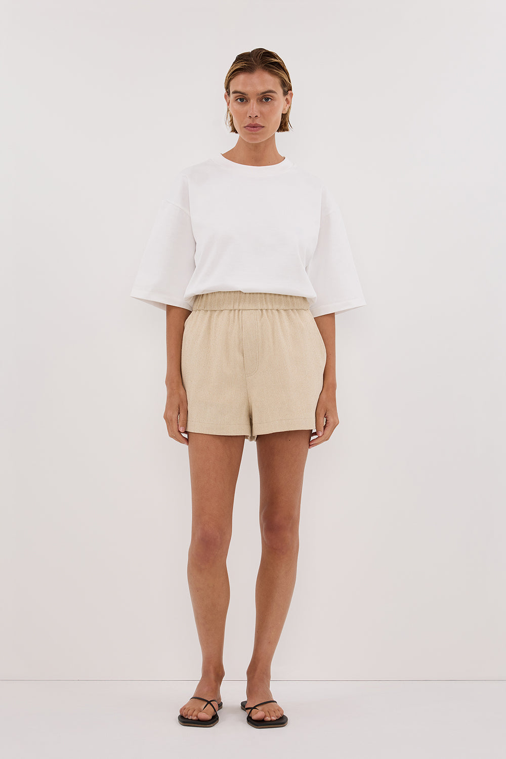 FRANKIE OAT TWEED ELASTIC SHORT